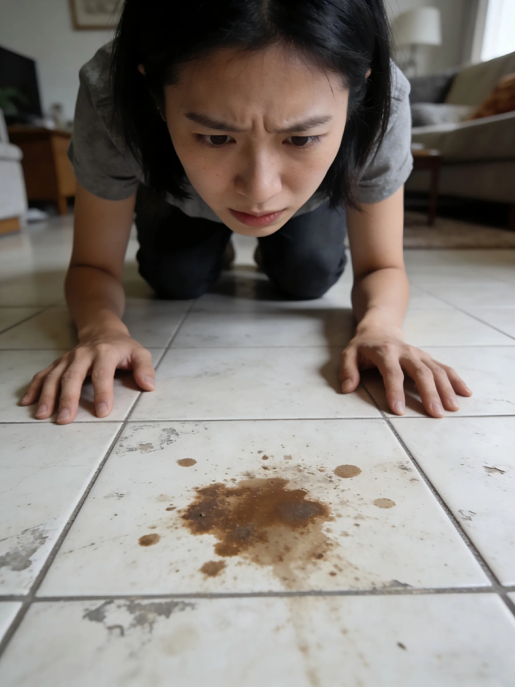 Illustration showing dust and release agent left on the back of a tile before installation