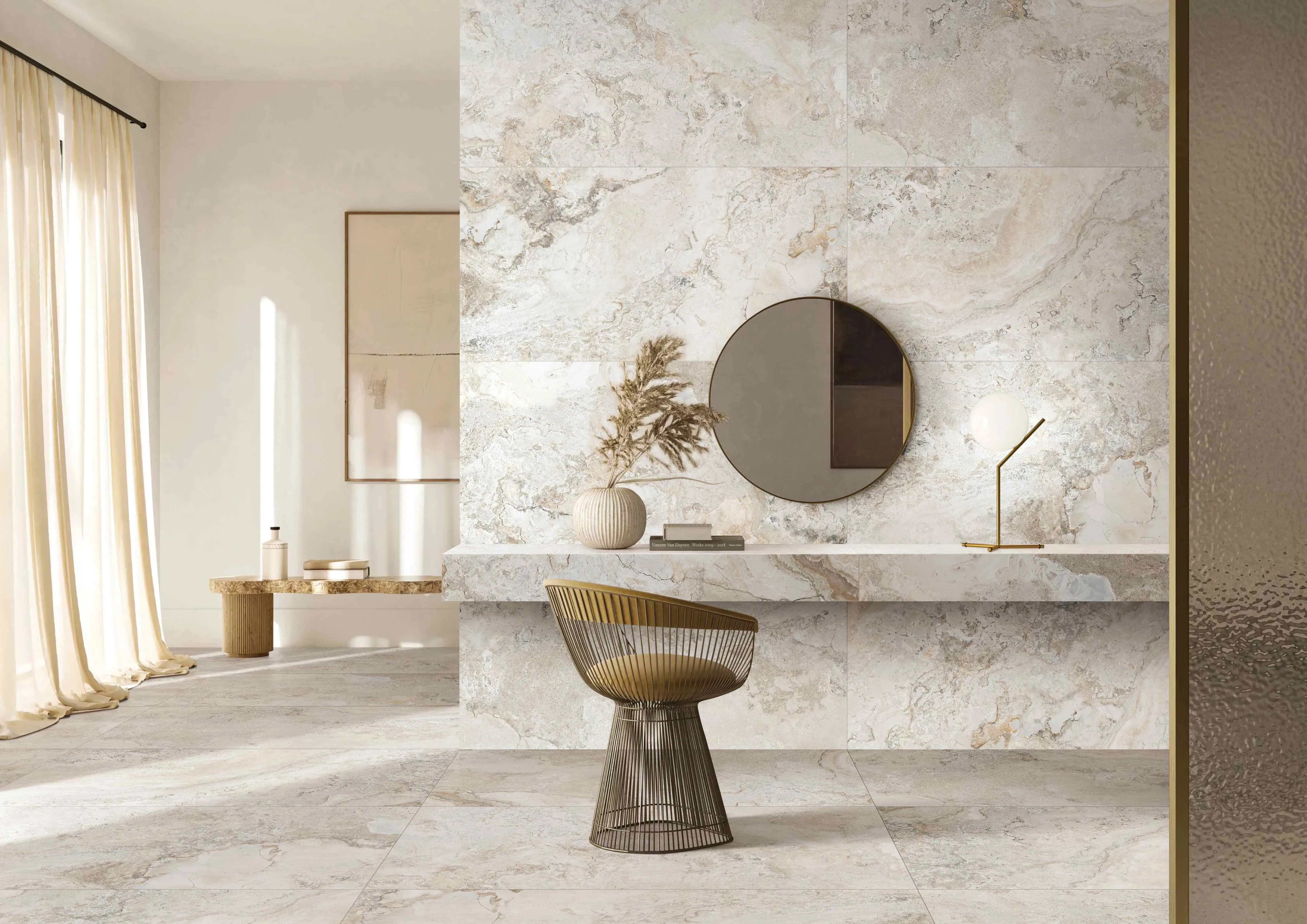 Soft Ivory Sandstone-Look Wall & Floor Porcelain Tile