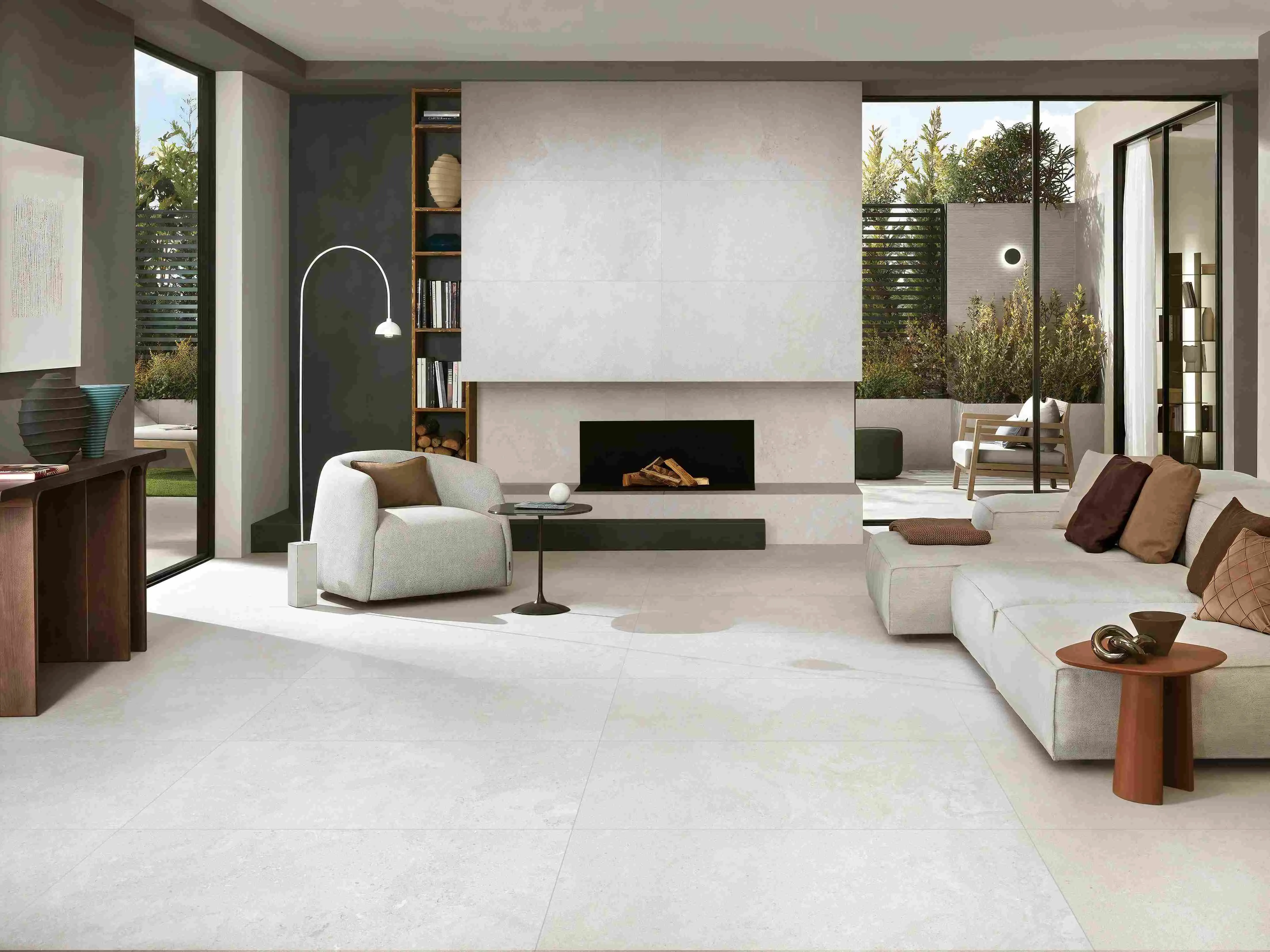 Soft Pearl White Sandstone-Look Wall & Floor Porcelain Tile