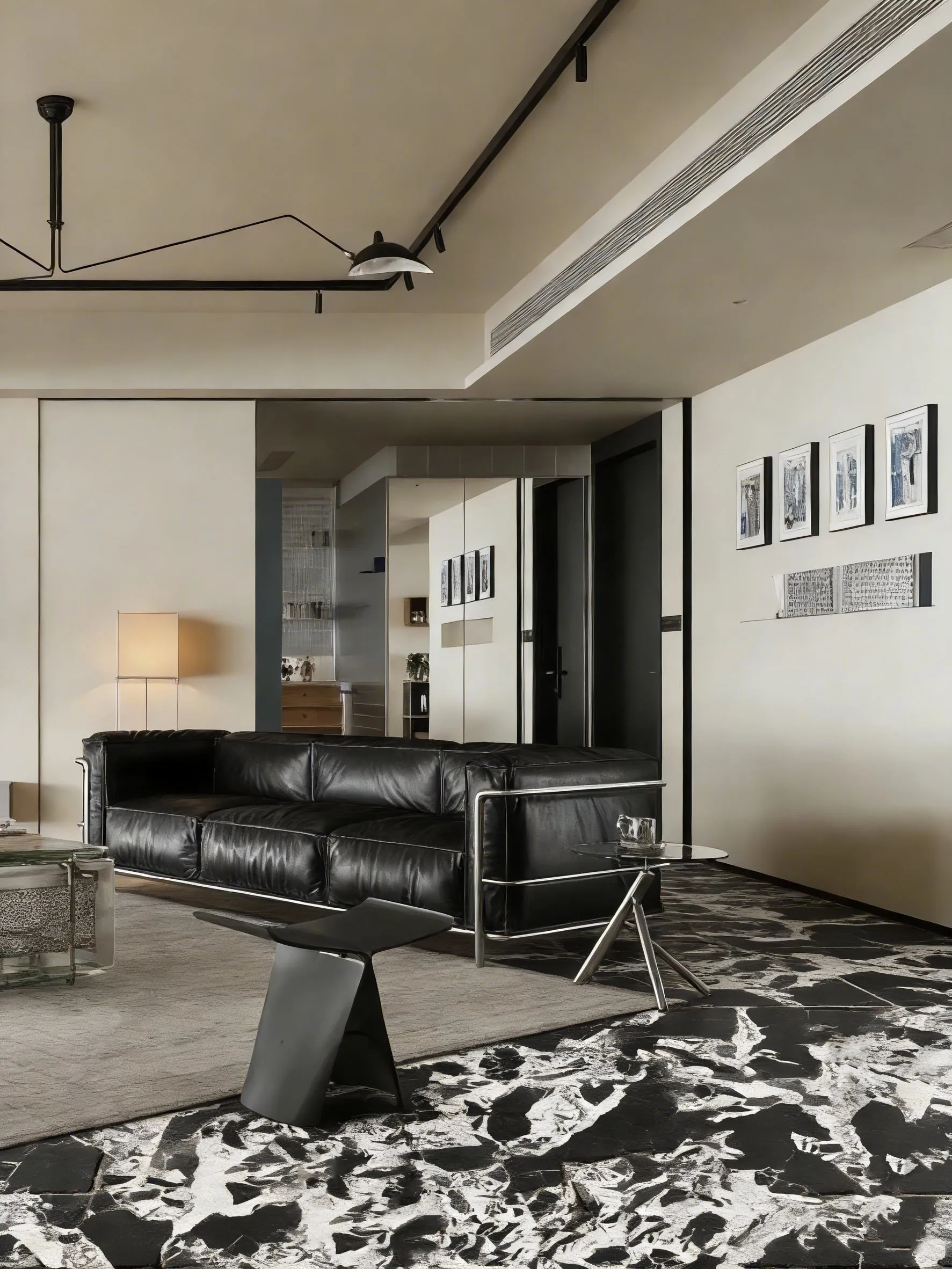 Black & White Breccia Marble Antique Finish Bathroom Wall & Floor Tile