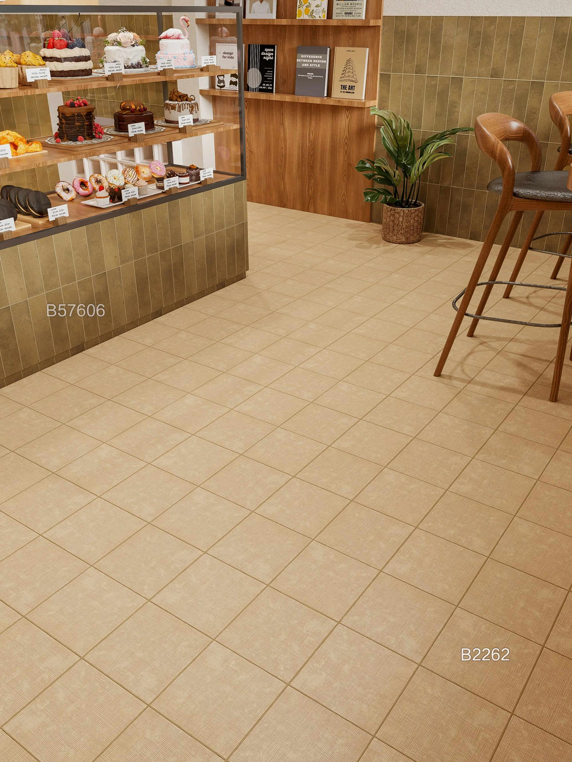 Beige Grid Pattern Decorative Tile for Wall & Floor