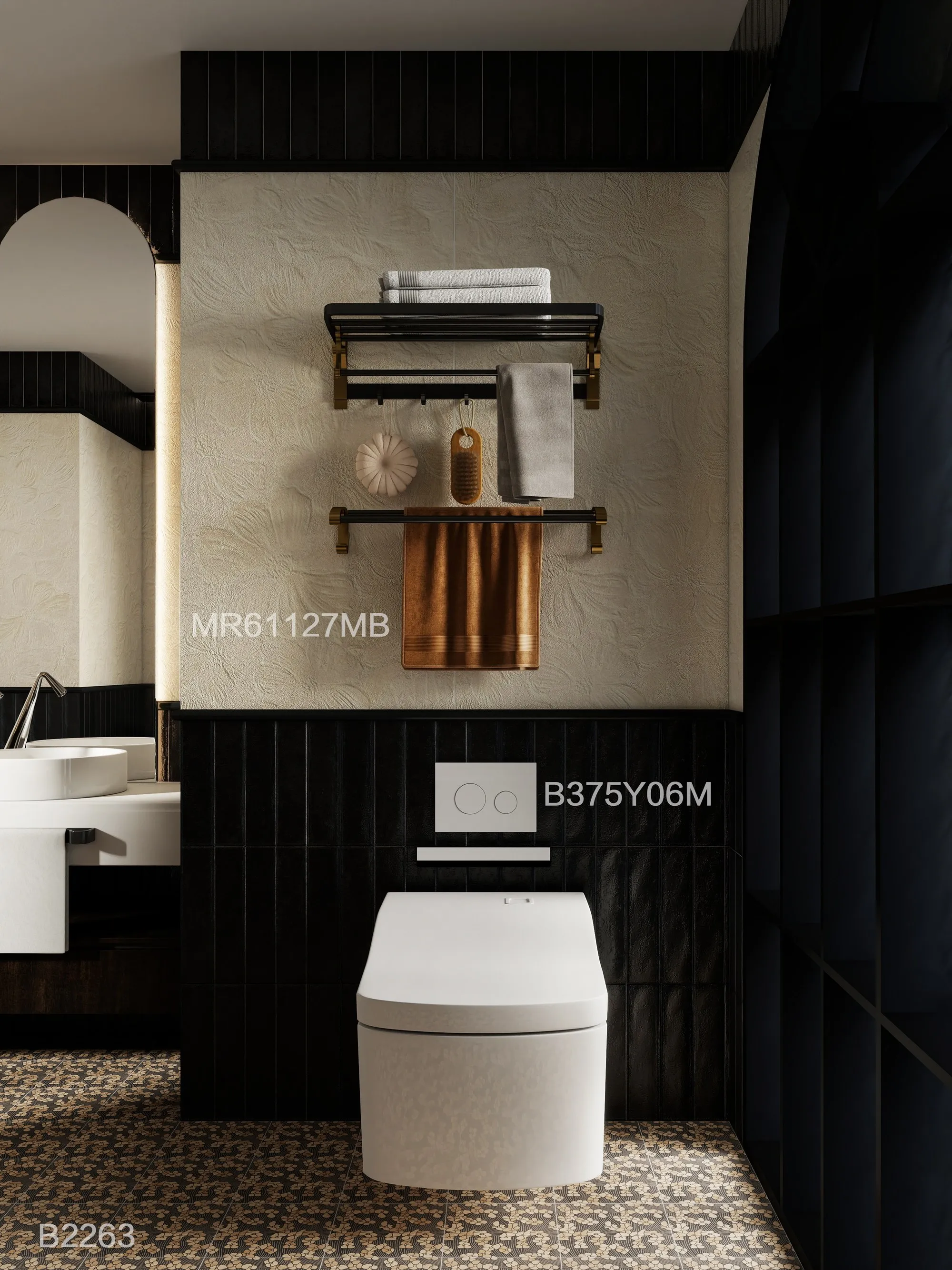 Charcoal Beige Floral Decorative Tile for Wall & Floor