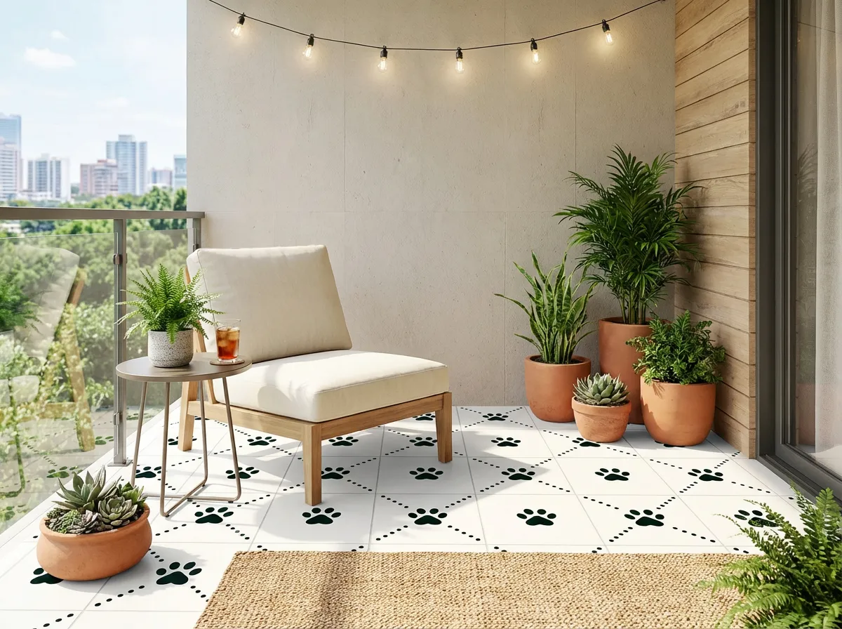 White Black Paw Print Decorative Tile for Wall & Floor