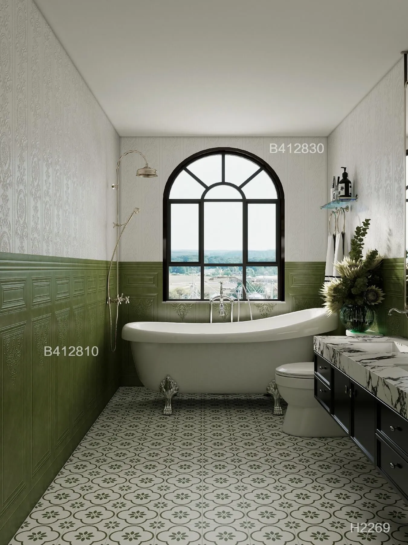 Light Yellow Floral Decorative Tile for Wall & Floor