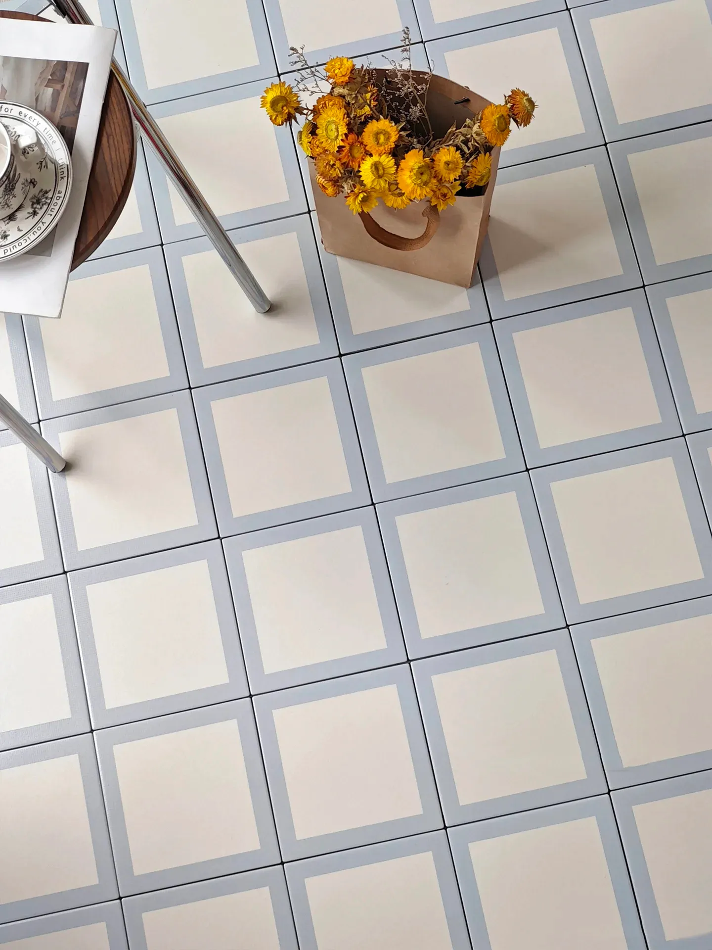 Light Blue Geometric Decorative Tile for Wall & Floor