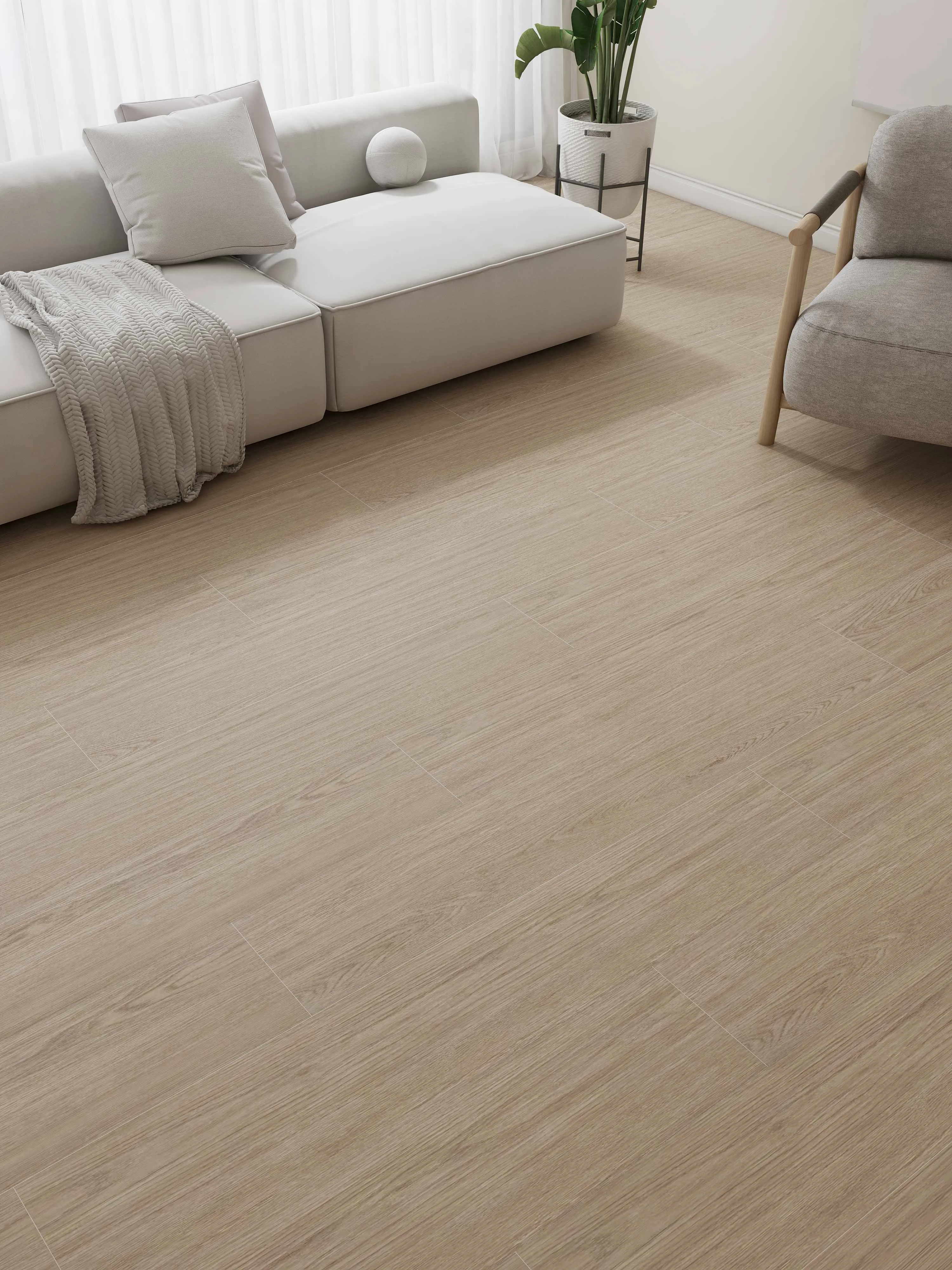 Greige Weathered Oak Wood-Look Porcelain Tile for Wall and Floor