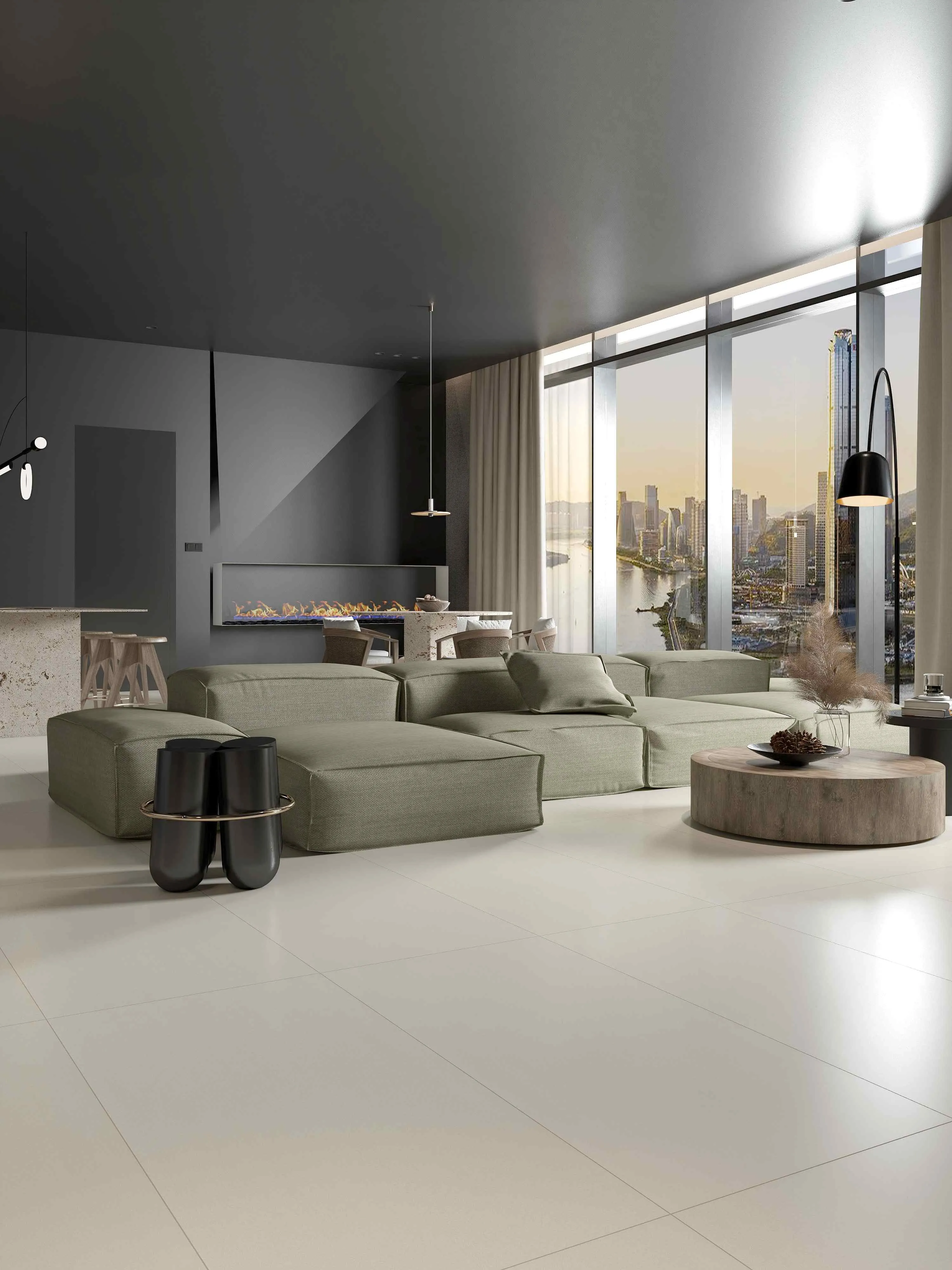 Soft Ivory Concrete-Look Cement Wall & Floor Tile