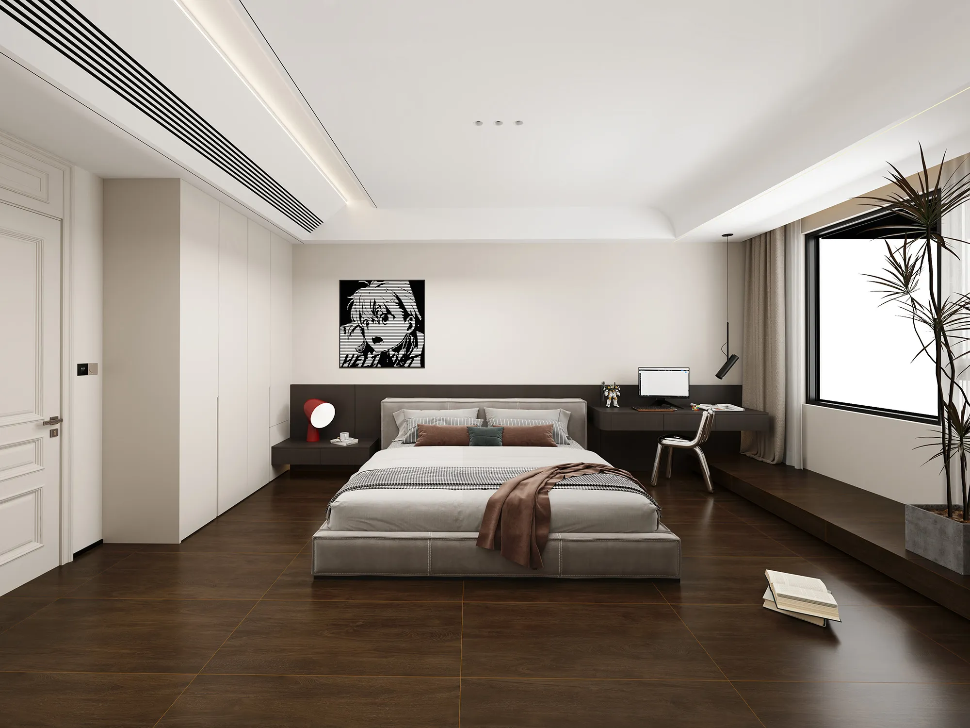 Dark Brown Walnut Wood-Look Porcelain Tile for Wall and Floor