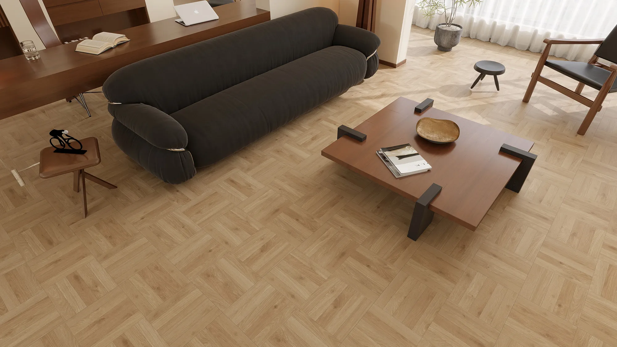 Light Greige Oak Wood-Look Porcelain Tile for Wall and Floor