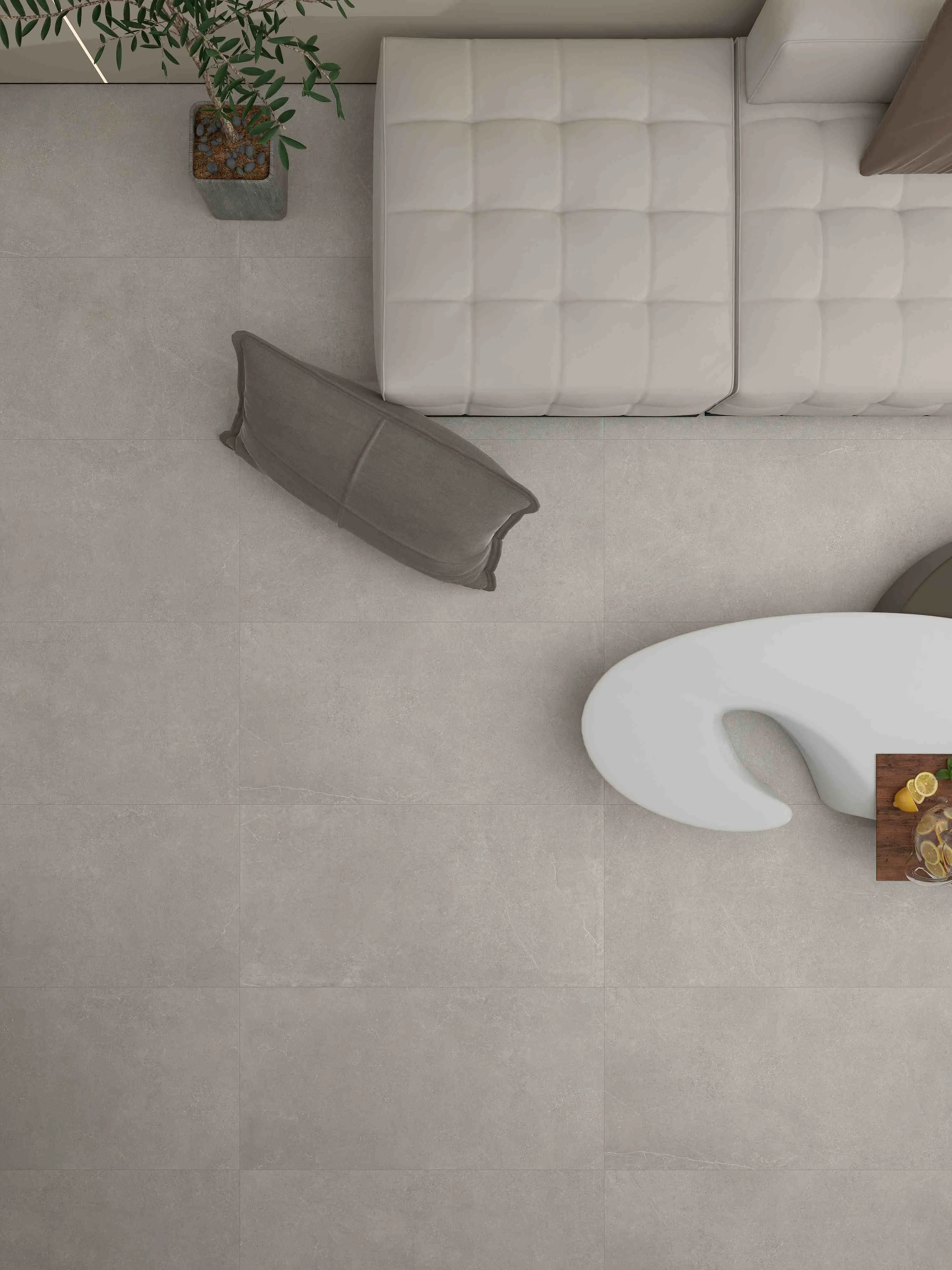 Light Silver Grey Concrete-Look Cement Wall & Floor Tile