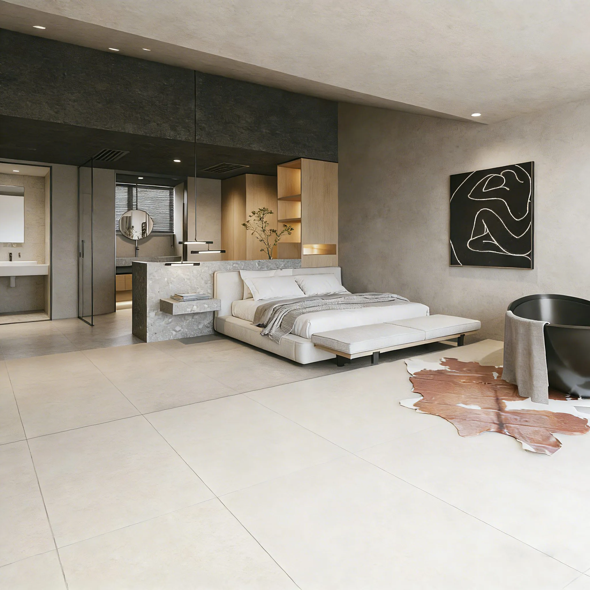 Cream Ivory Concrete-Look Cement Wall & Floor Tile