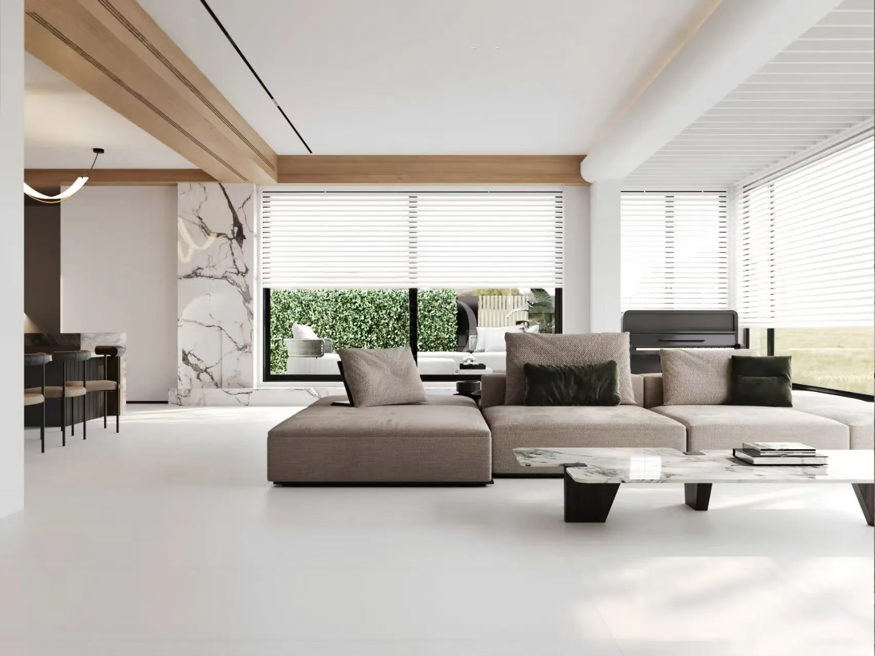 Mist Grey Limestone Microcement-Look Porcelain Tile for Wall and Floor