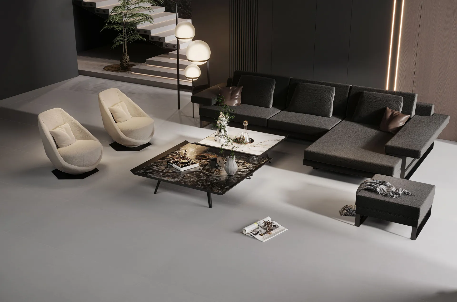 Light Cool Grey Limestone Cement-Look Porcelain Wall/Floor Tile