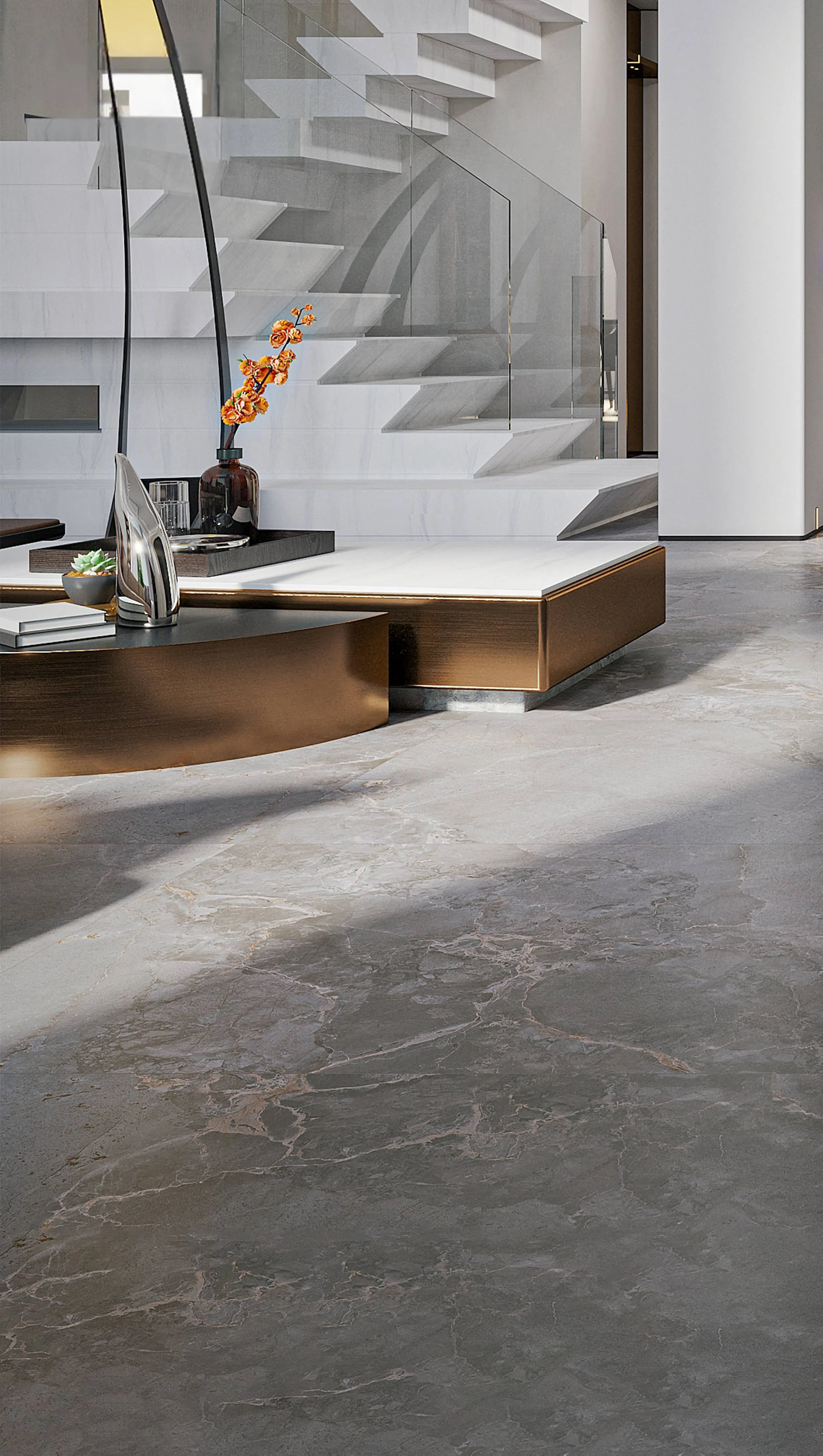 Smoky Dark Grey Sandstone-Look Porcelain Wall/Floor Tile