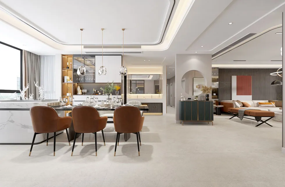 Soft Pearl Grey Sandstone-Look Porcelain Wall/Floor Tile