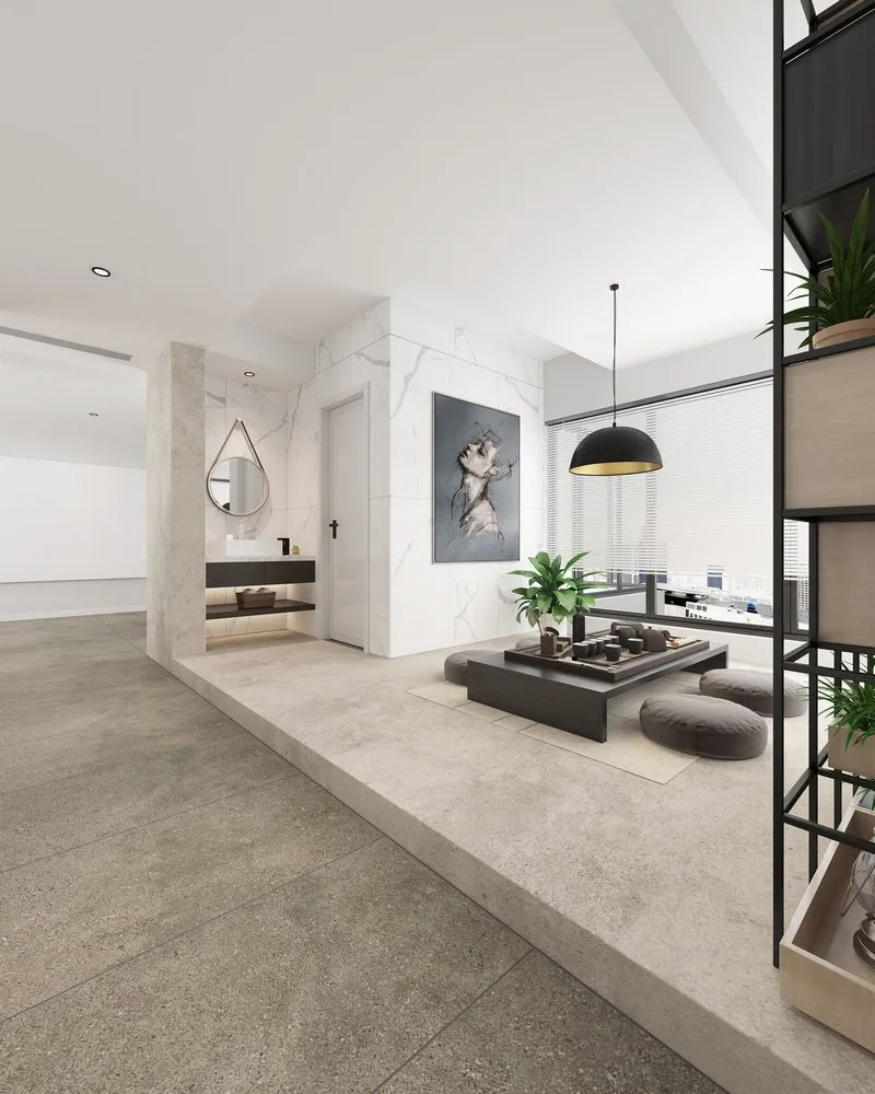 Light Greige Limestone-Look Porcelain Tile for Wall and Floor