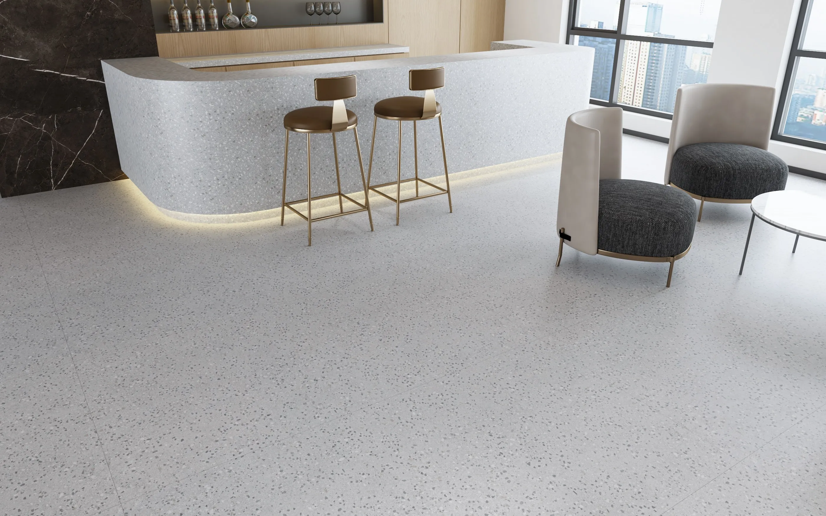 Light Grey Terrazzo-Look Sintered Stone