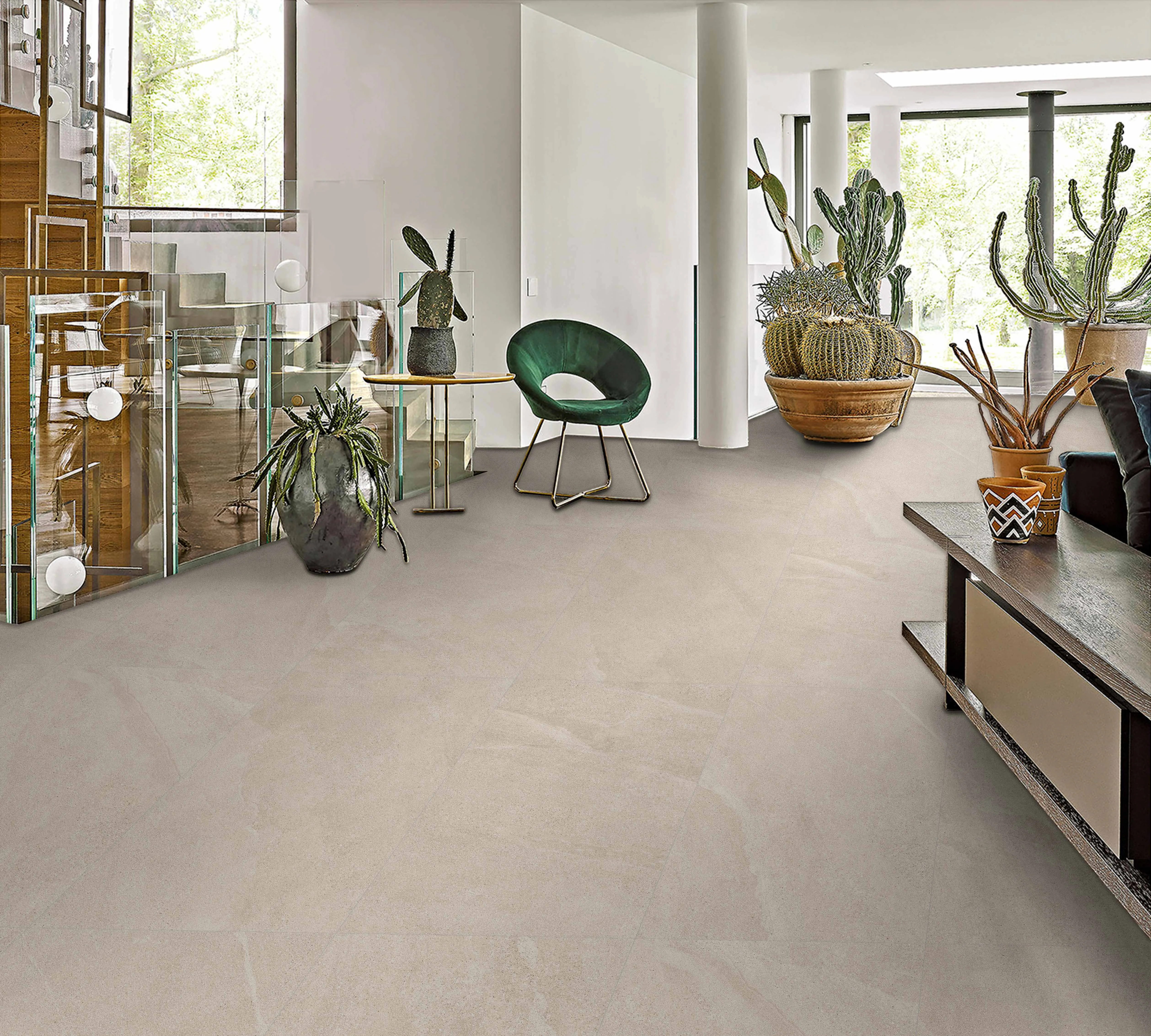 Warm Beige Sandstone-Look Wall & Floor Porcelain Tile