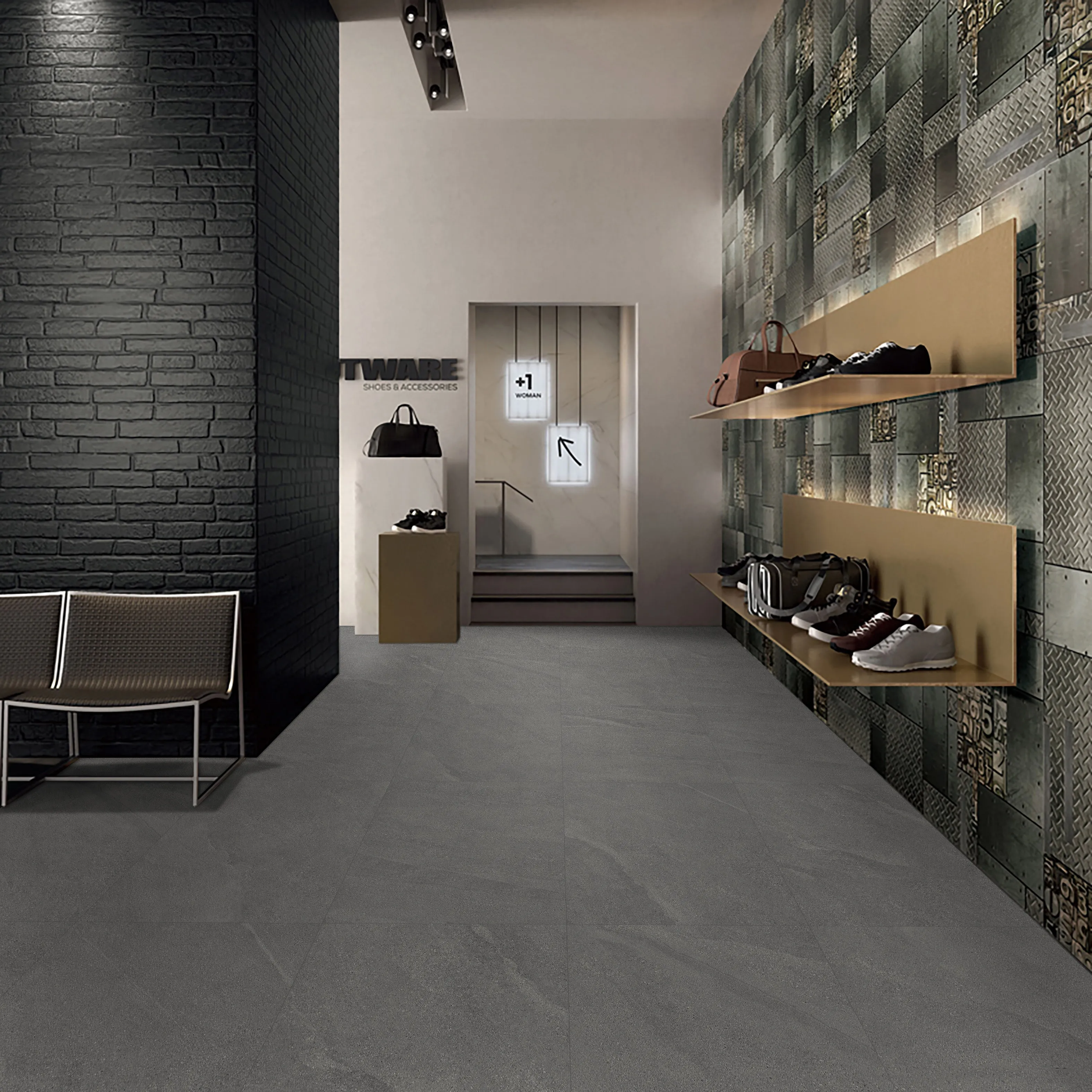 Charcoal Grey Sandstone-Look Wall & Floor Porcelain Tile