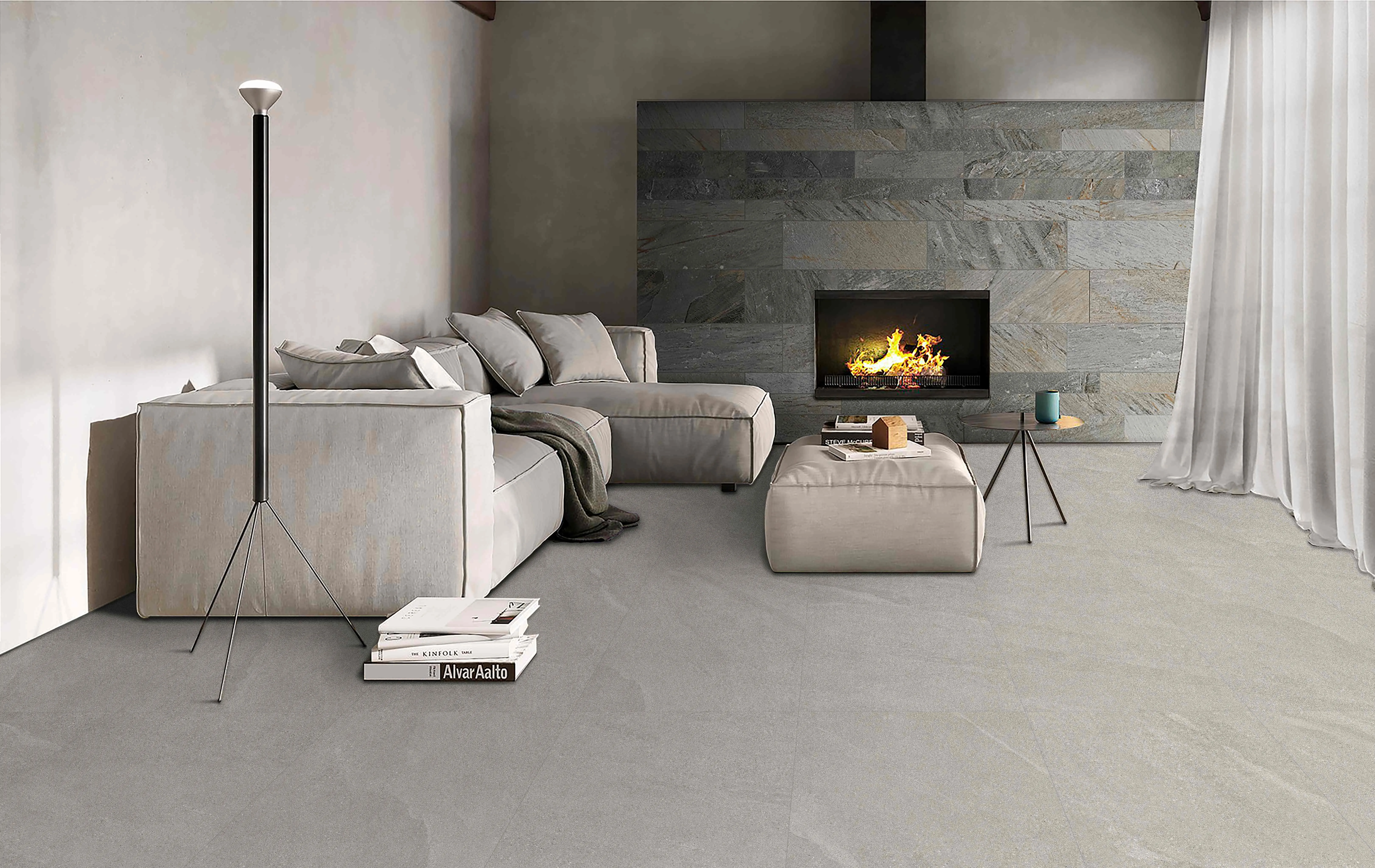 Warm Greige Sandstone-Look Porcelain Tile