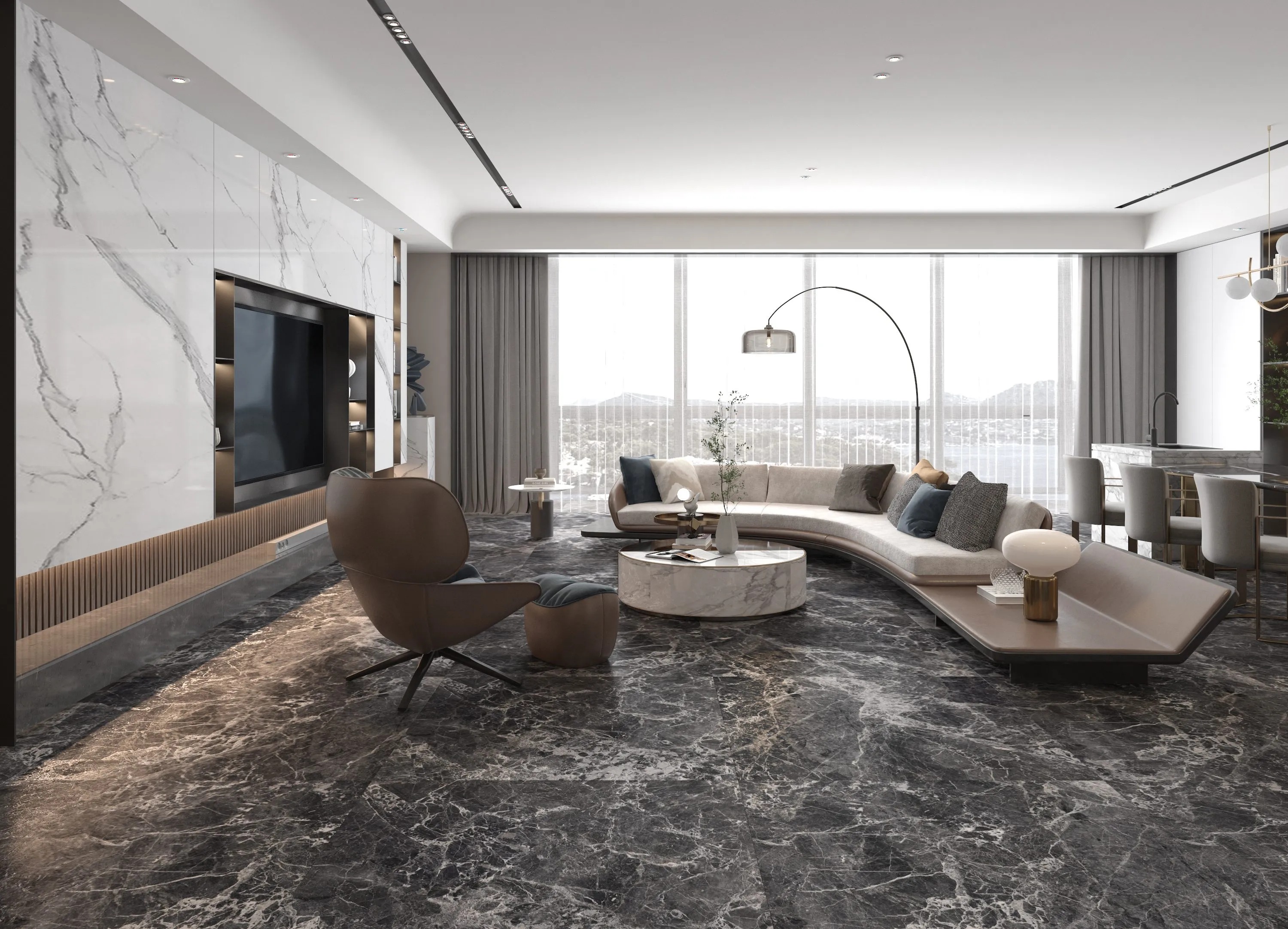 Black Breccia Marble Stone-Look Sintered Stone for Wall and Floor