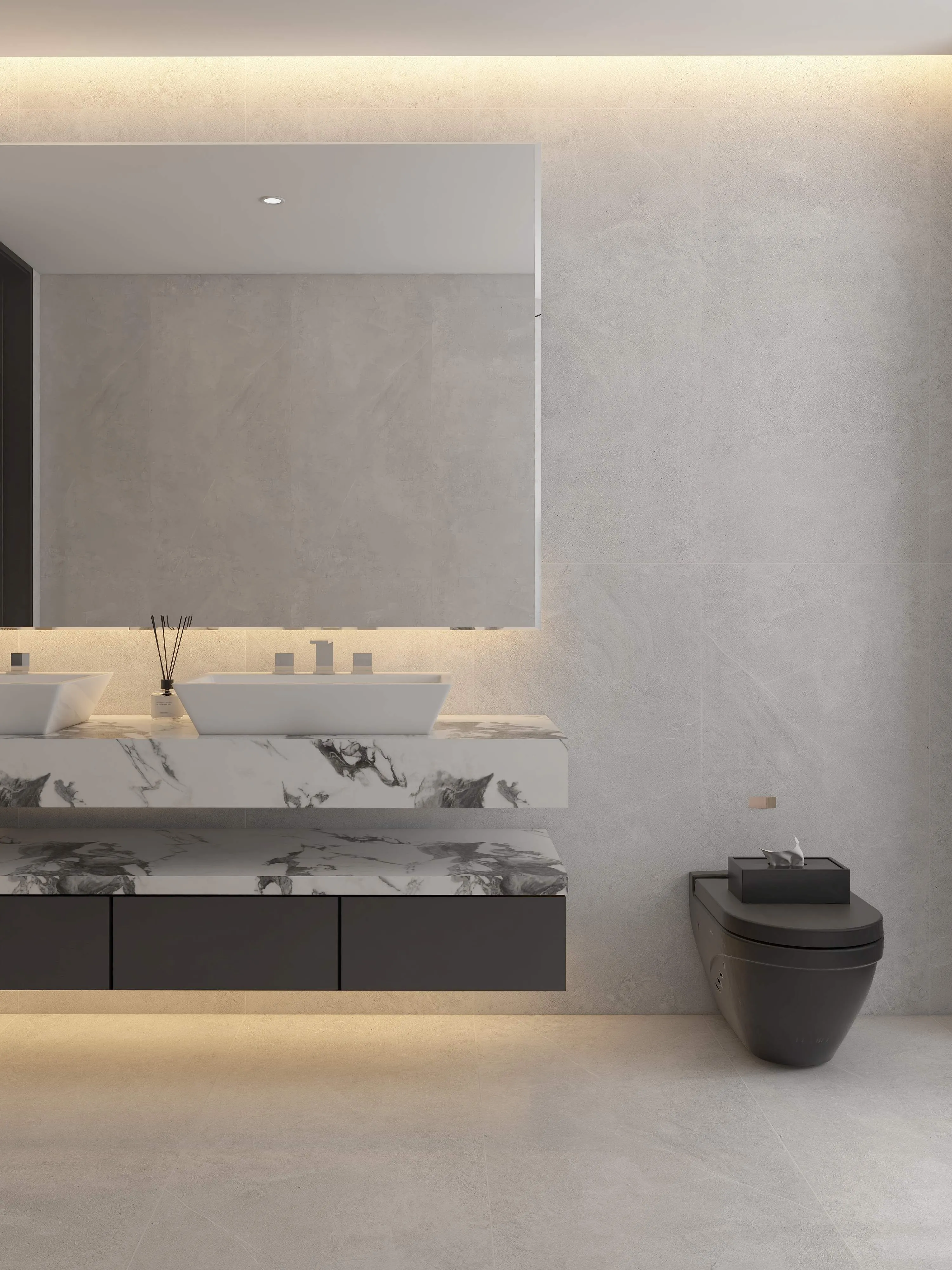 Soft Pearl Grey Marble-Look Porcelain Tile