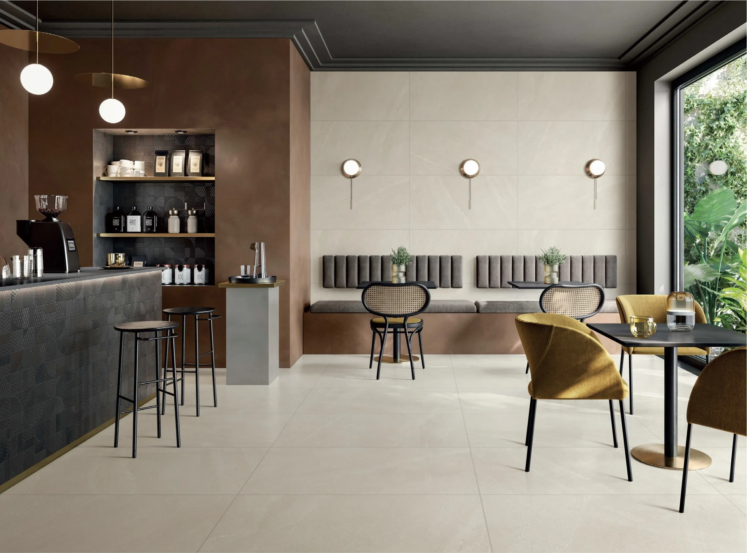 Warm Beige Sandstone-Look Wall & Floor Porcelain Tile