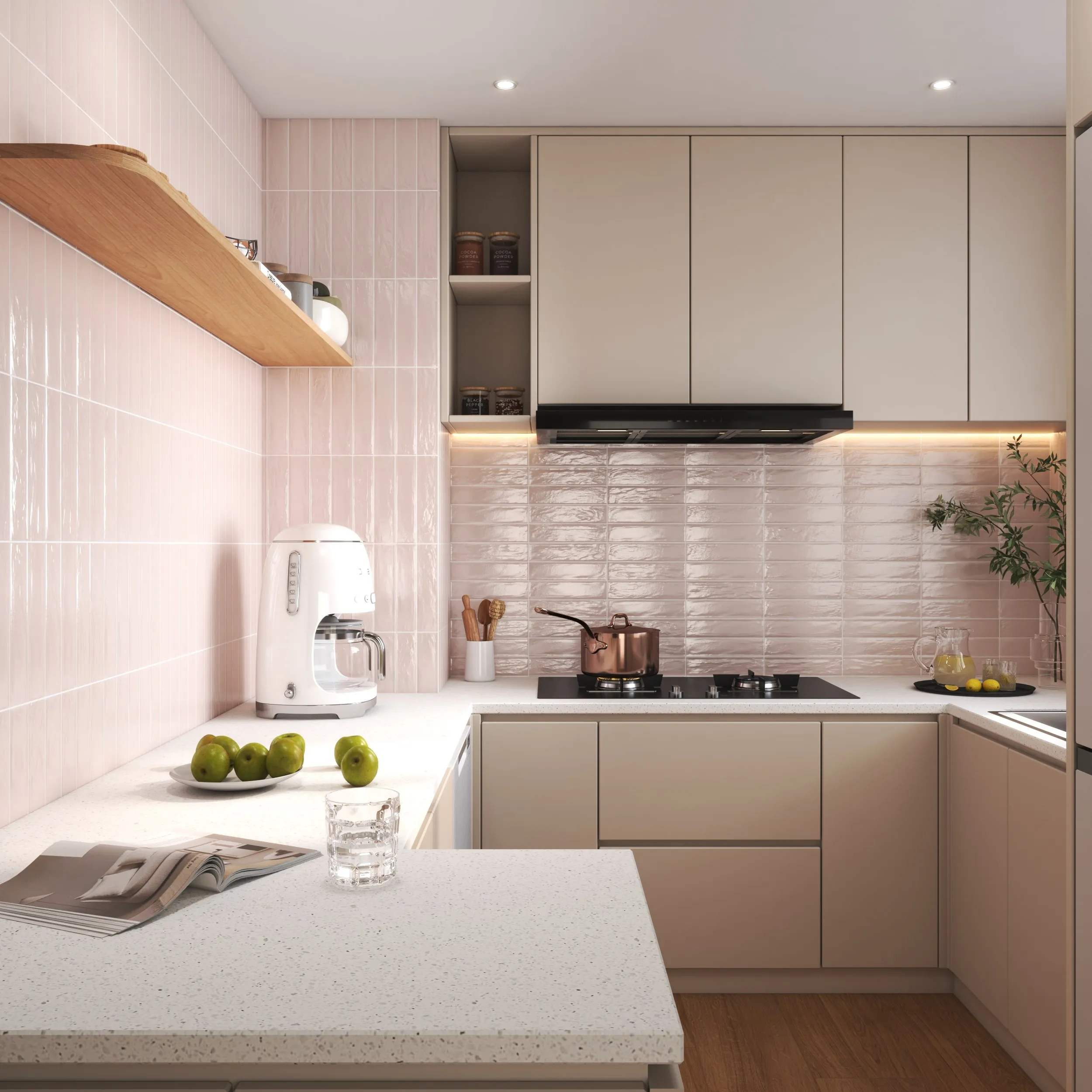 Blush Pink Marble Look Decorative Tile for Wall