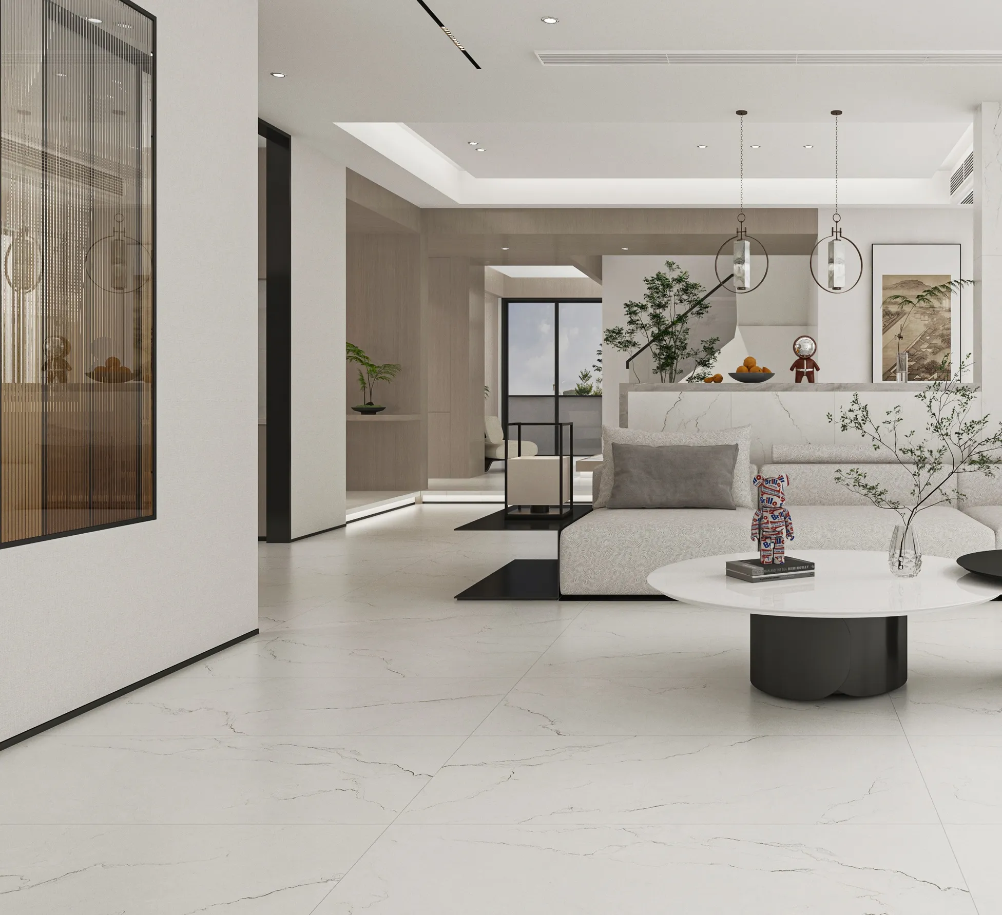 White Calacatta Marble-Look Wall & Floor Porcelain Tile