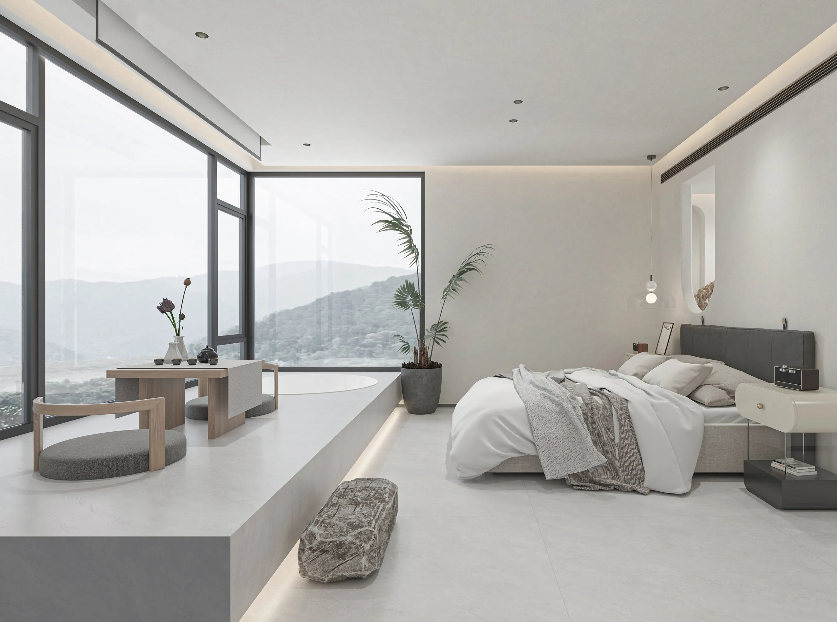 White Statuario Marble-Look Wall & Floor Porcelain Tile