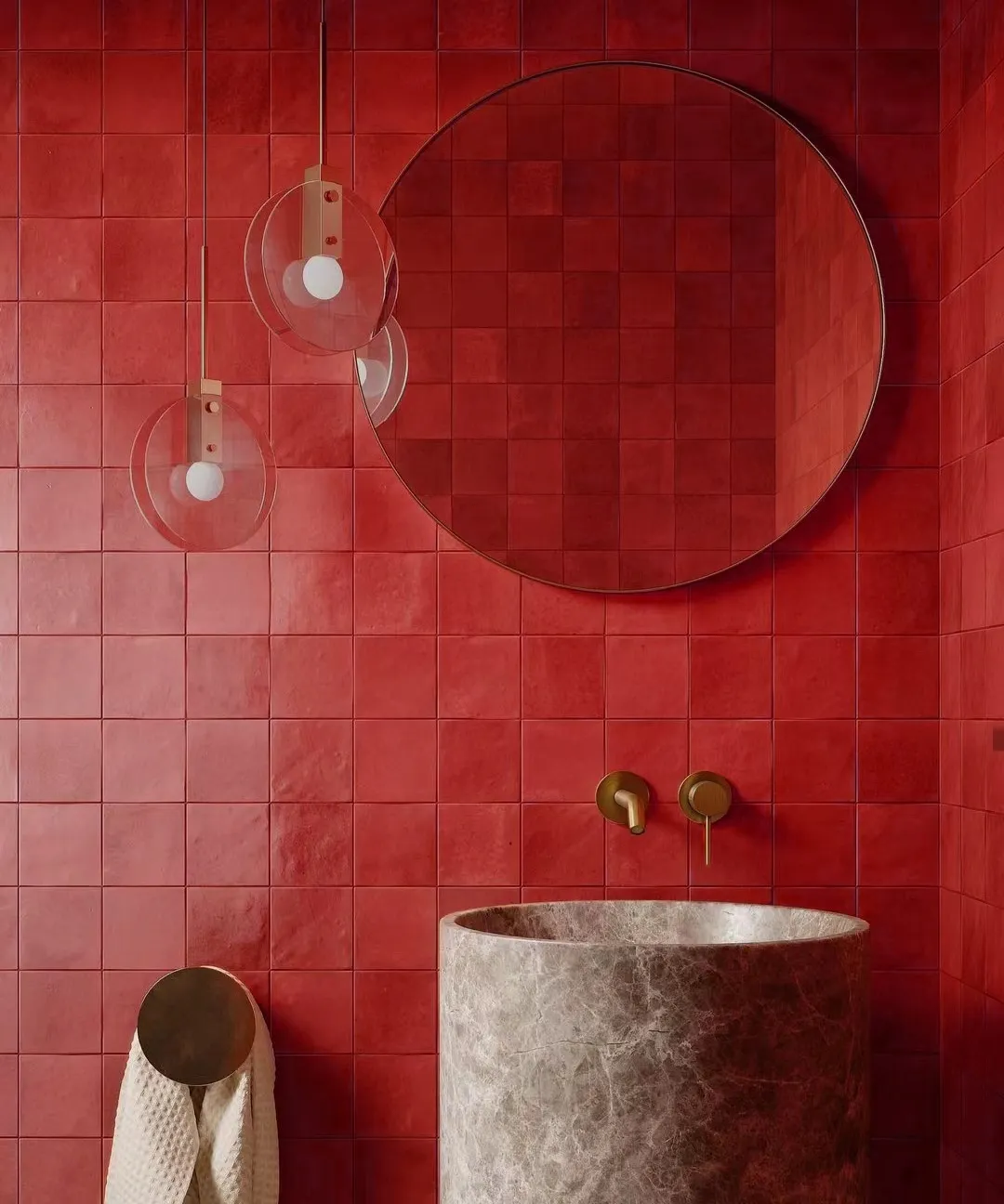 Ruby Red Handmade Look Decorative Tile for Wall