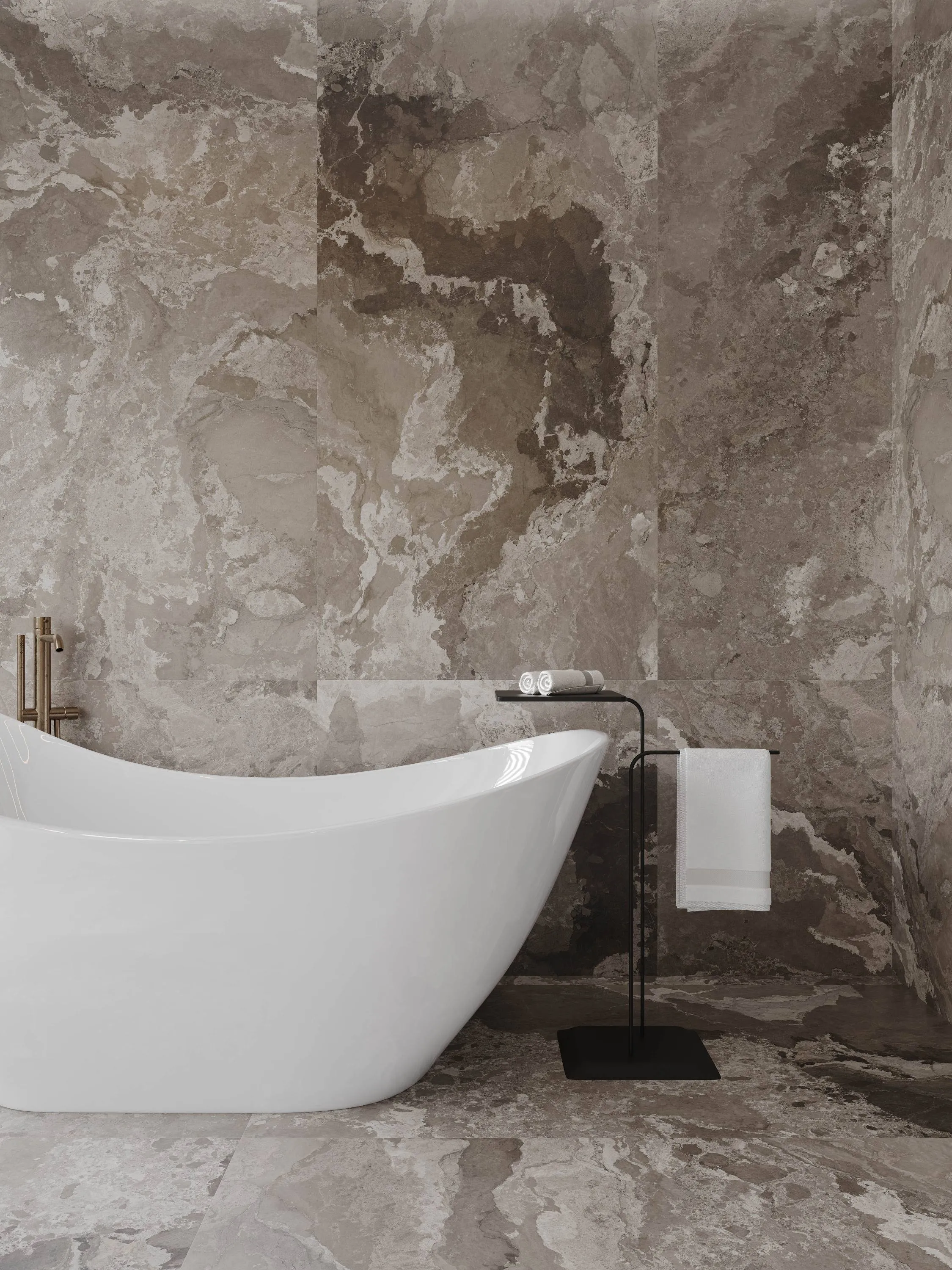 Smoky Taupe Sandstone-Look Porcelain Wall/Floor Tile