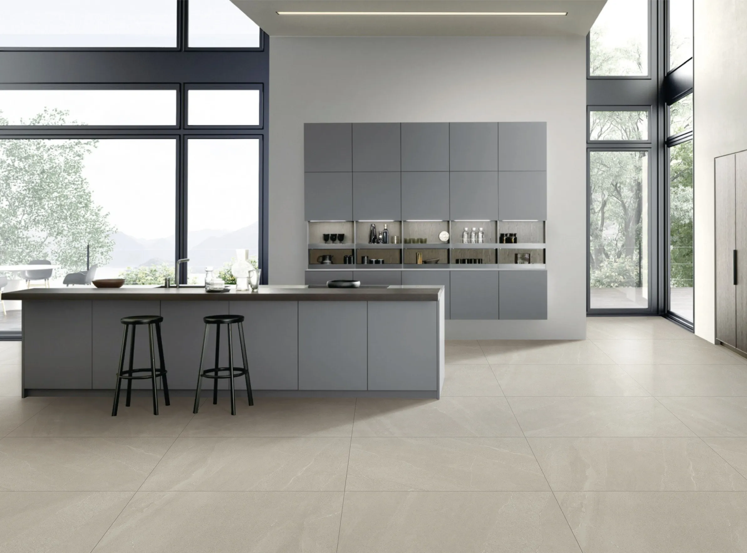 Light Greige Sandstone-Look Wall & Floor Porcelain Tile