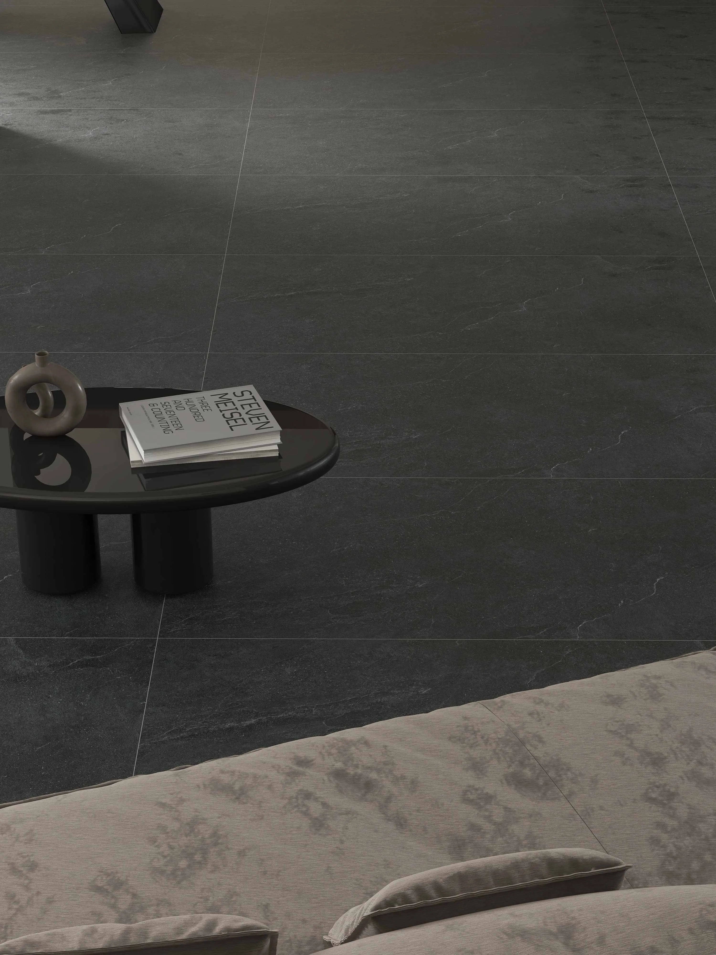 Charcoal Grey Sandstone-Look Porcelain Wall/Floor Tile