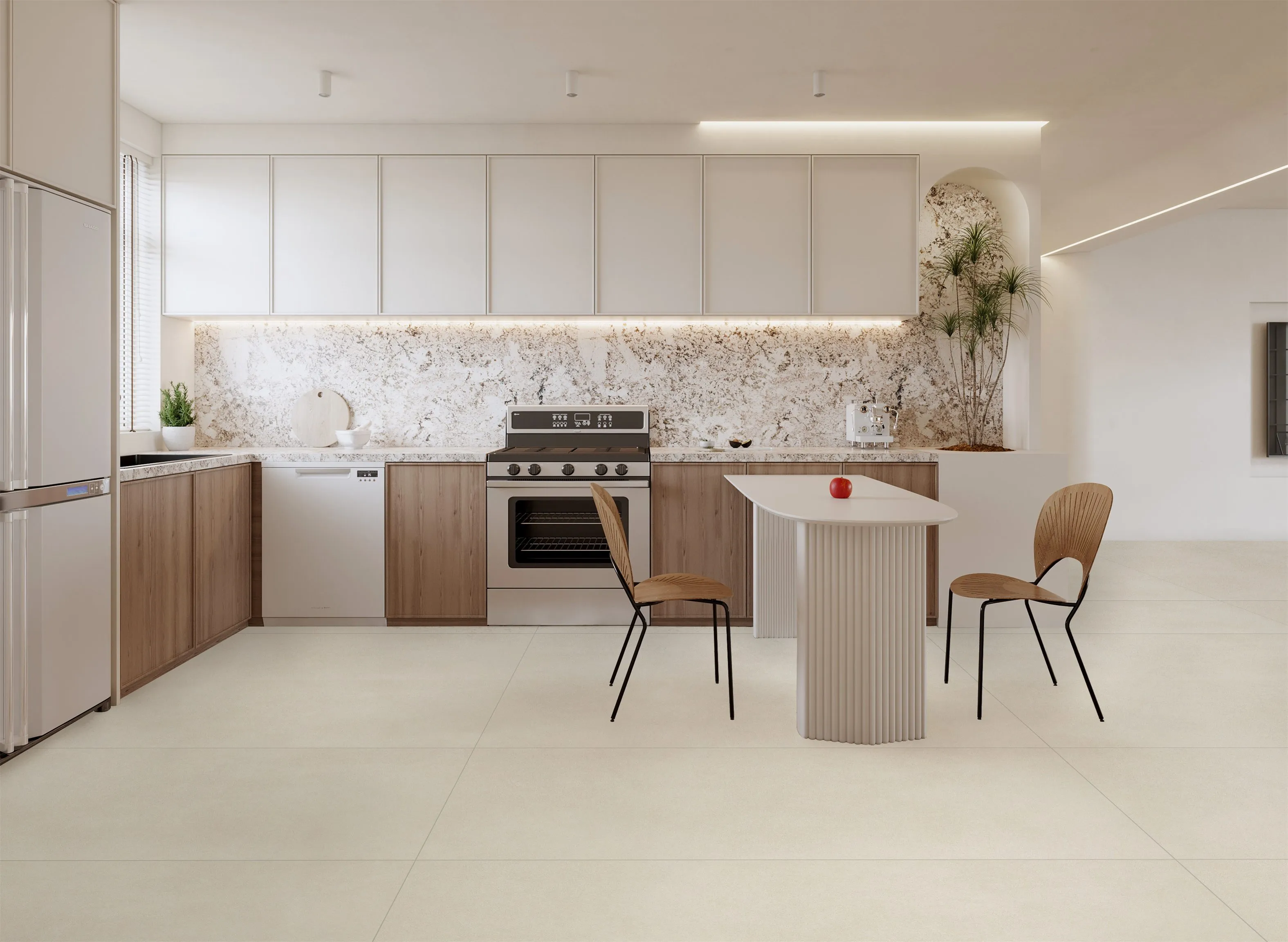 Ivory Beige Sandstone-Look Porcelain Wall/Floor Tile