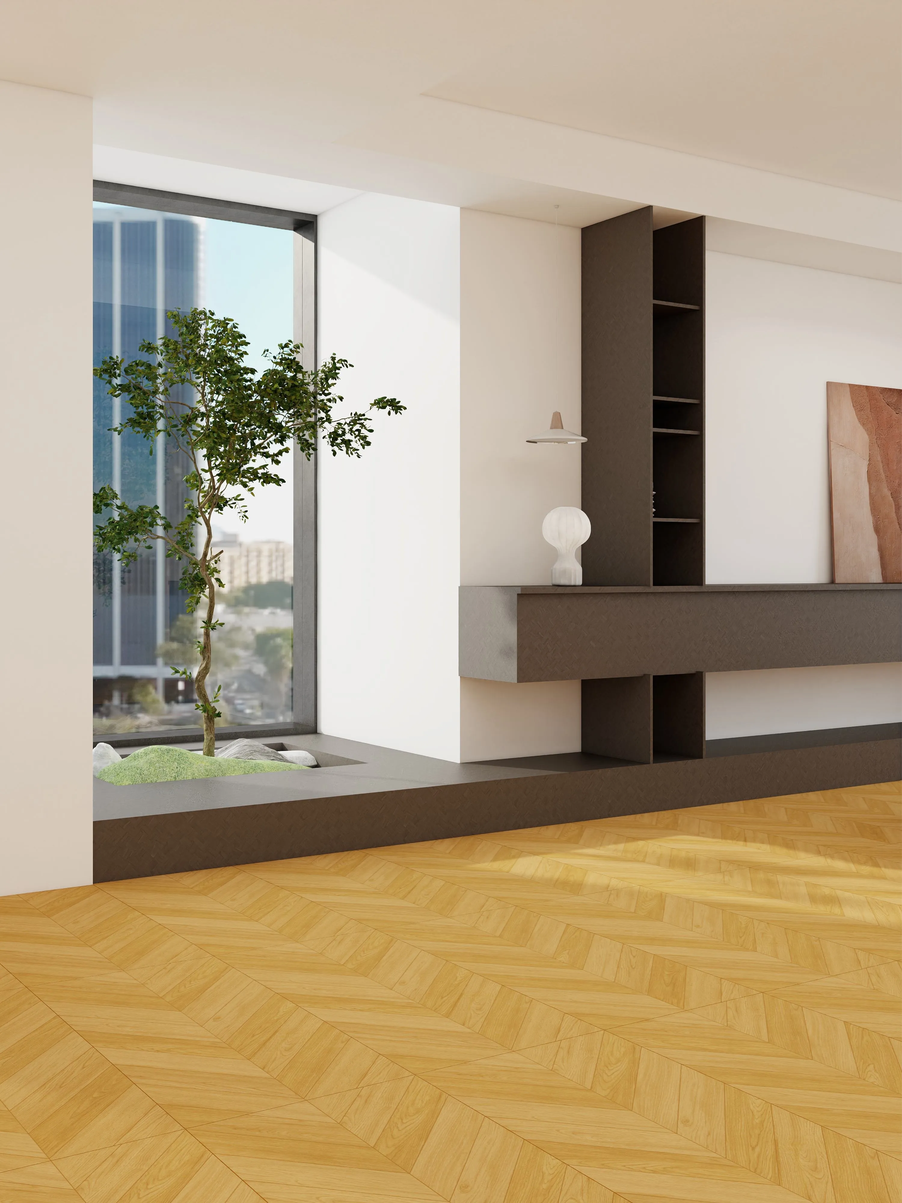 Golden Oak Chevron Wood-Look Wall & Floor Porcelain Tile