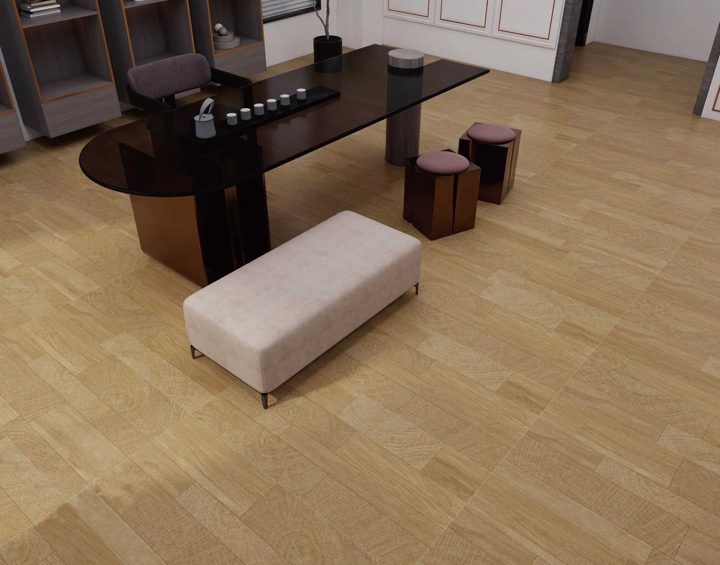 Natural Honey Oak Chevron Wood-Look Wall & Floor Porcelain Tile