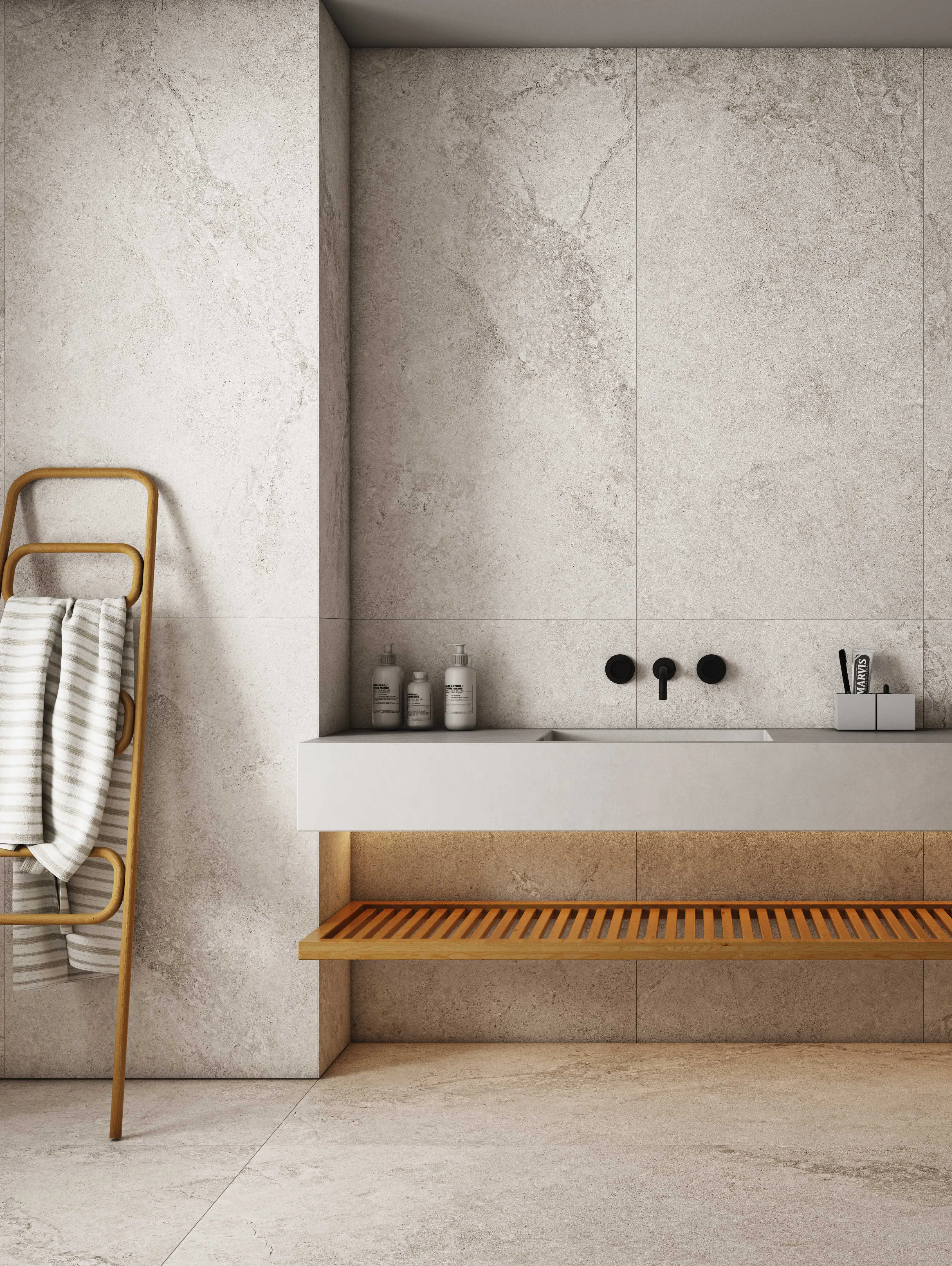 Misty Light Grey Sandstone-Look Porcelain Wall/Floor Tile
