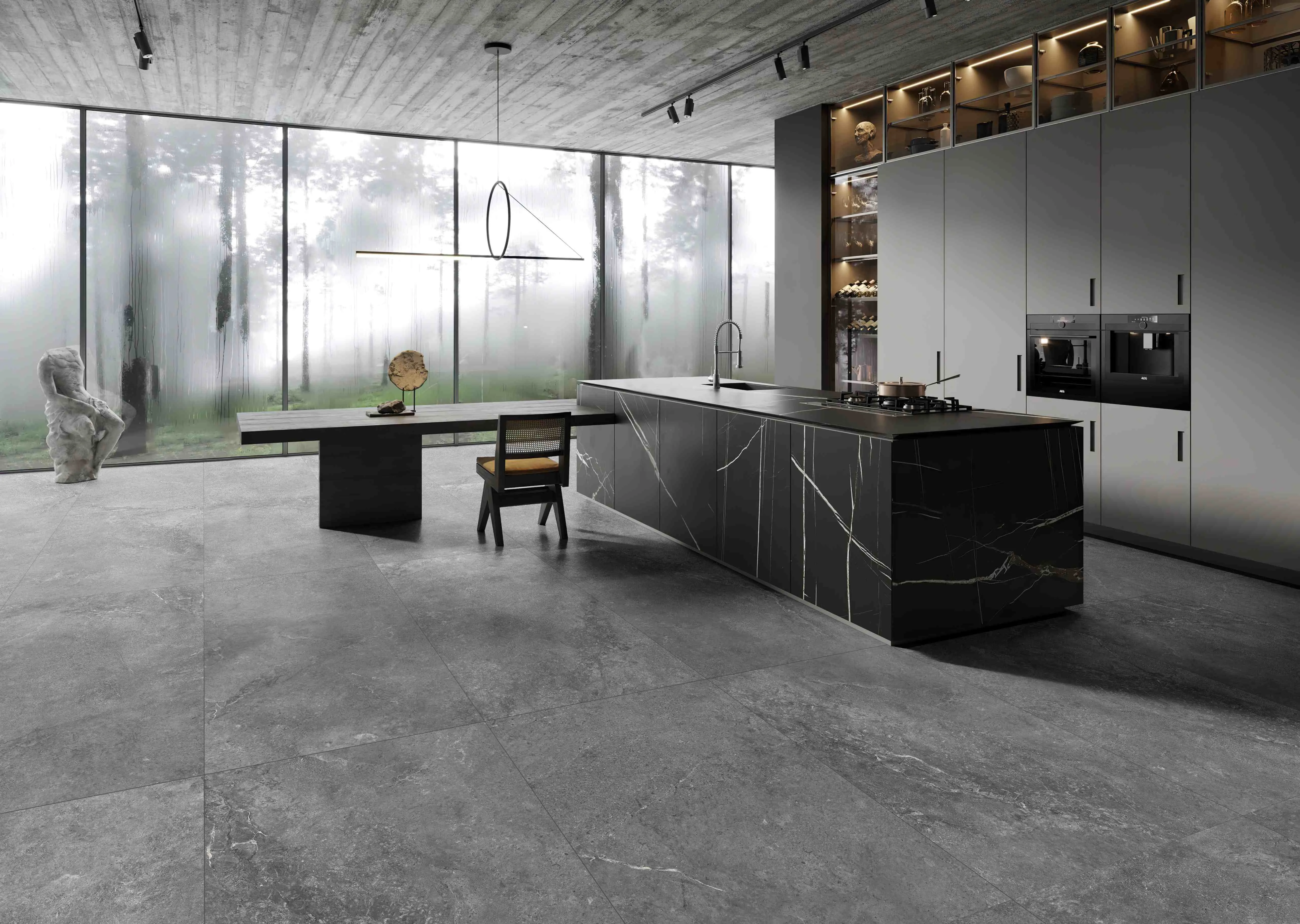 Stone Grey Sandstone-Look Porcelain Wall/Floor Tile