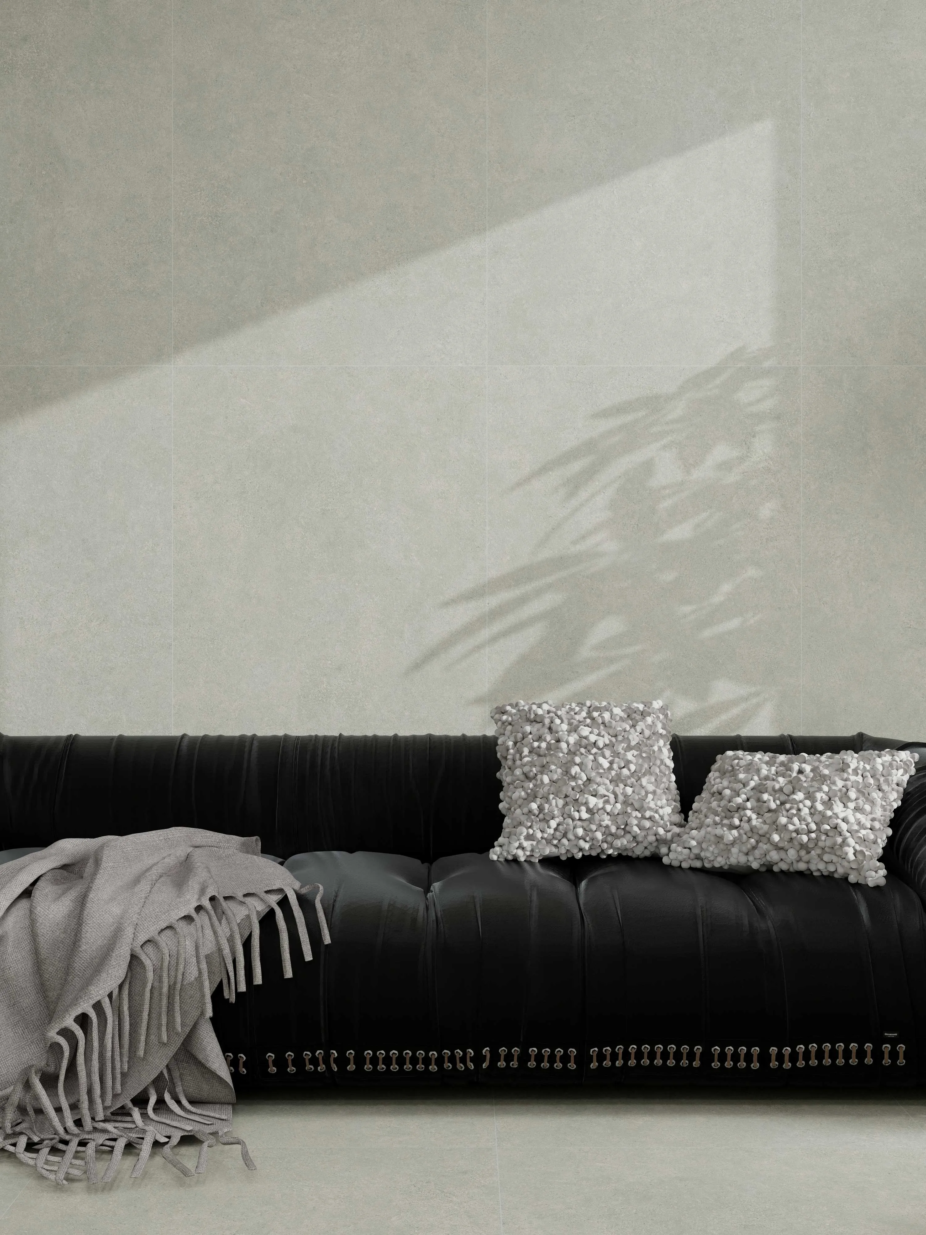 Soft Sage Grey Limestone-Inspired Cement-Look Porcelain Wall/Floor Tile