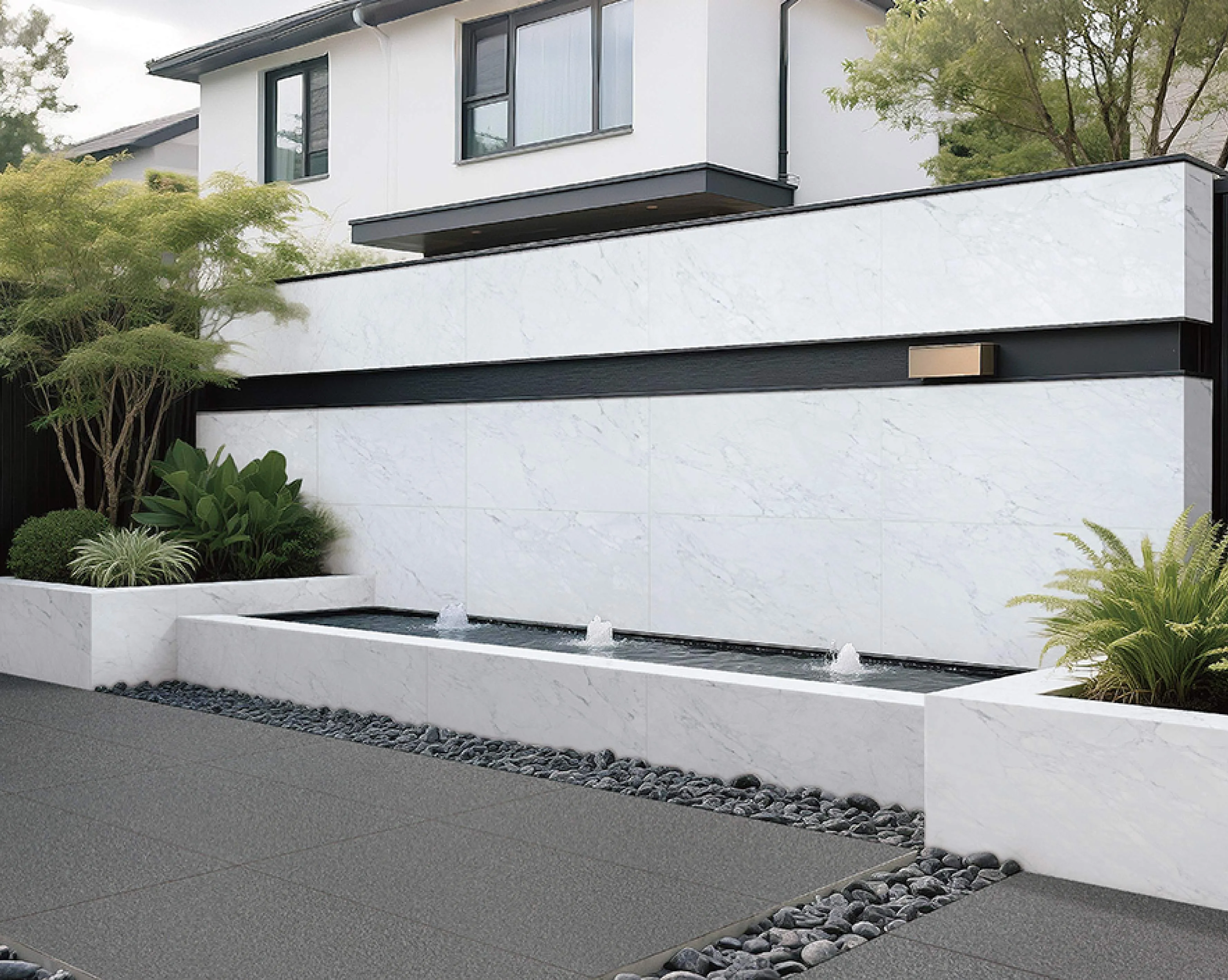 Snow White Calacatta Marble Stone-Look Outdoor Porcelain Pavers for Wall and Floor
