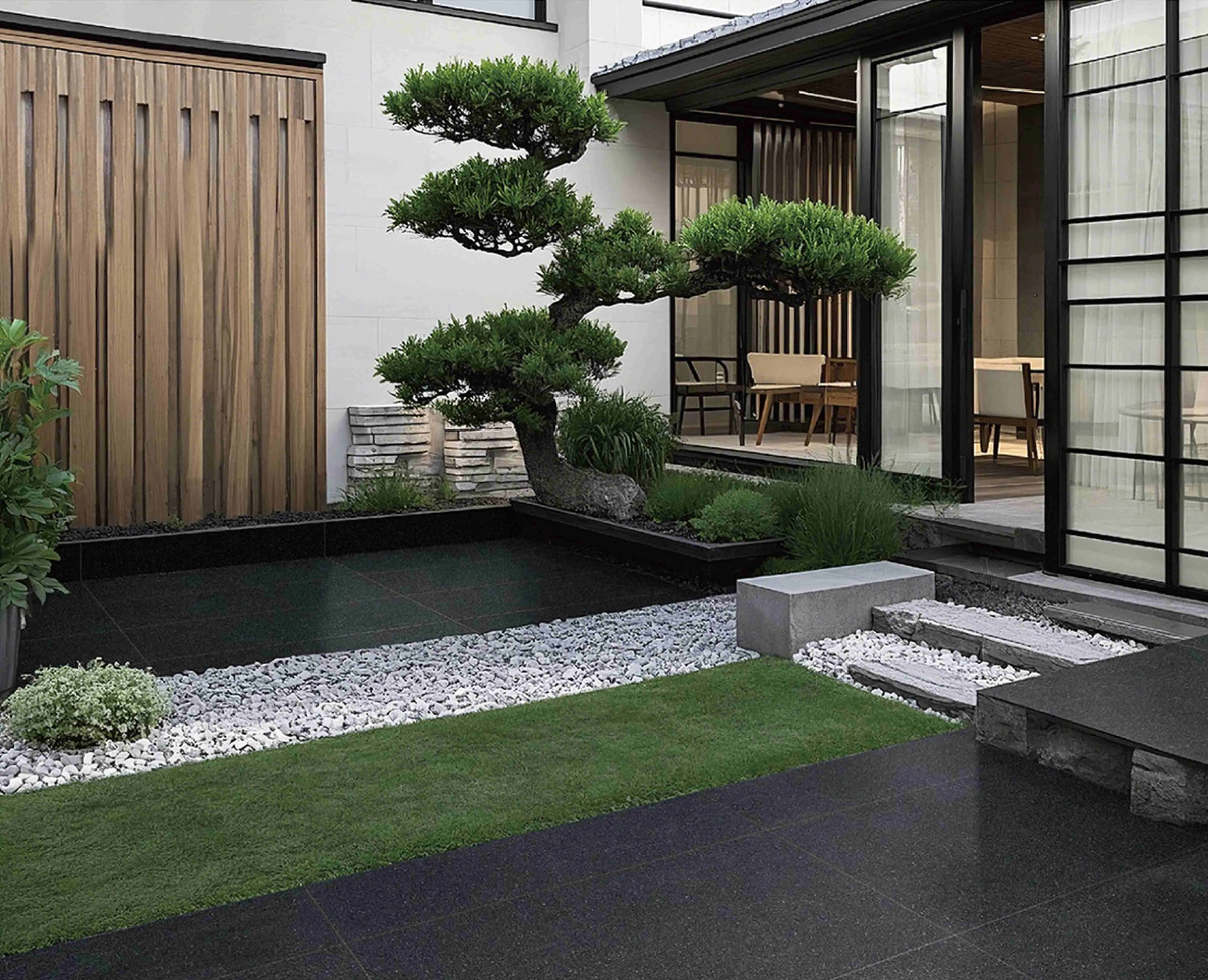 Deep Graphite Basalt Stone-Look Outdoor Porcelain Pavers for Wall and Floor