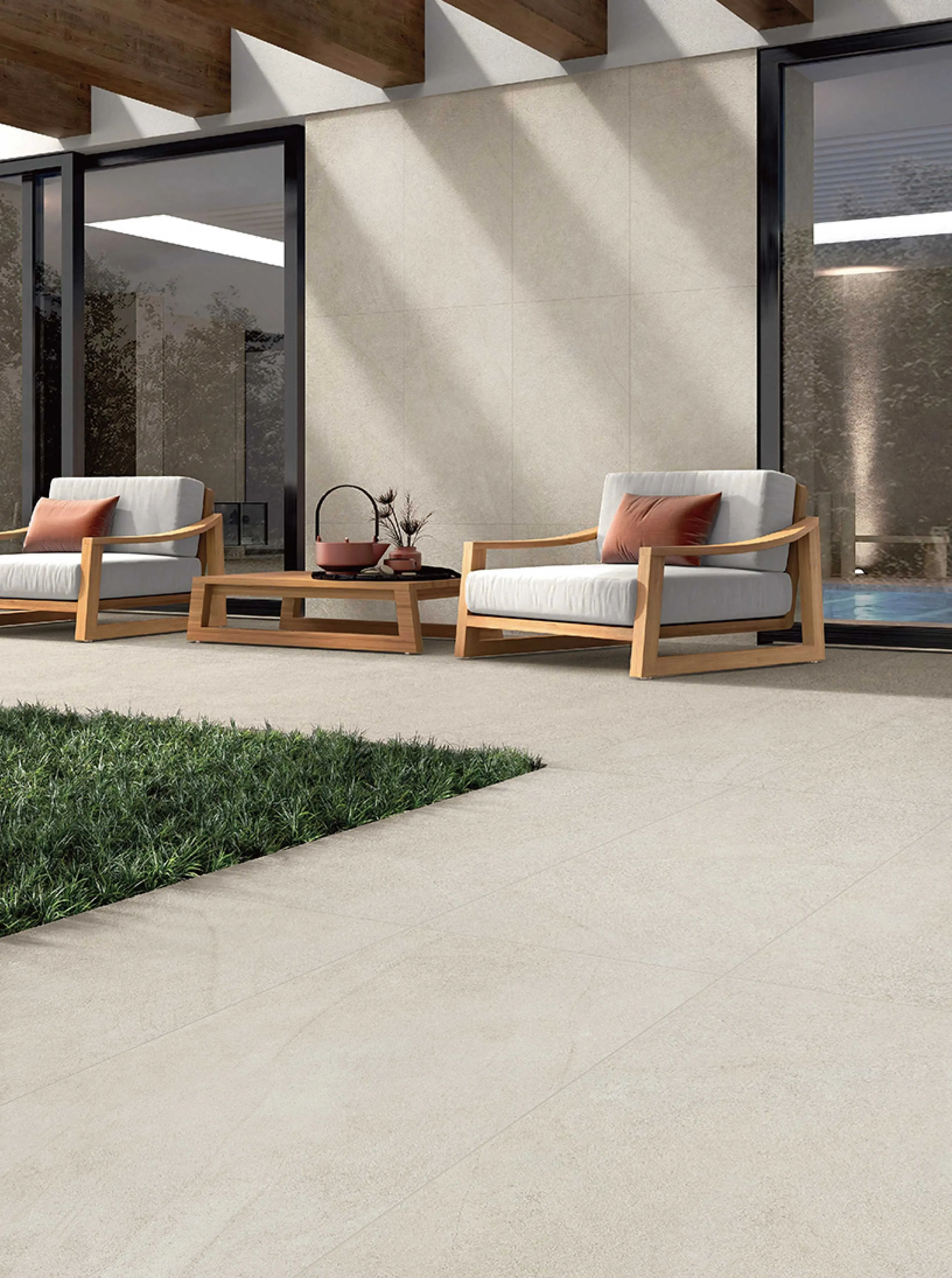 Cream Beige Sandstone Stone-Look Outdoor Porcelain Pavers for Wall and Floor