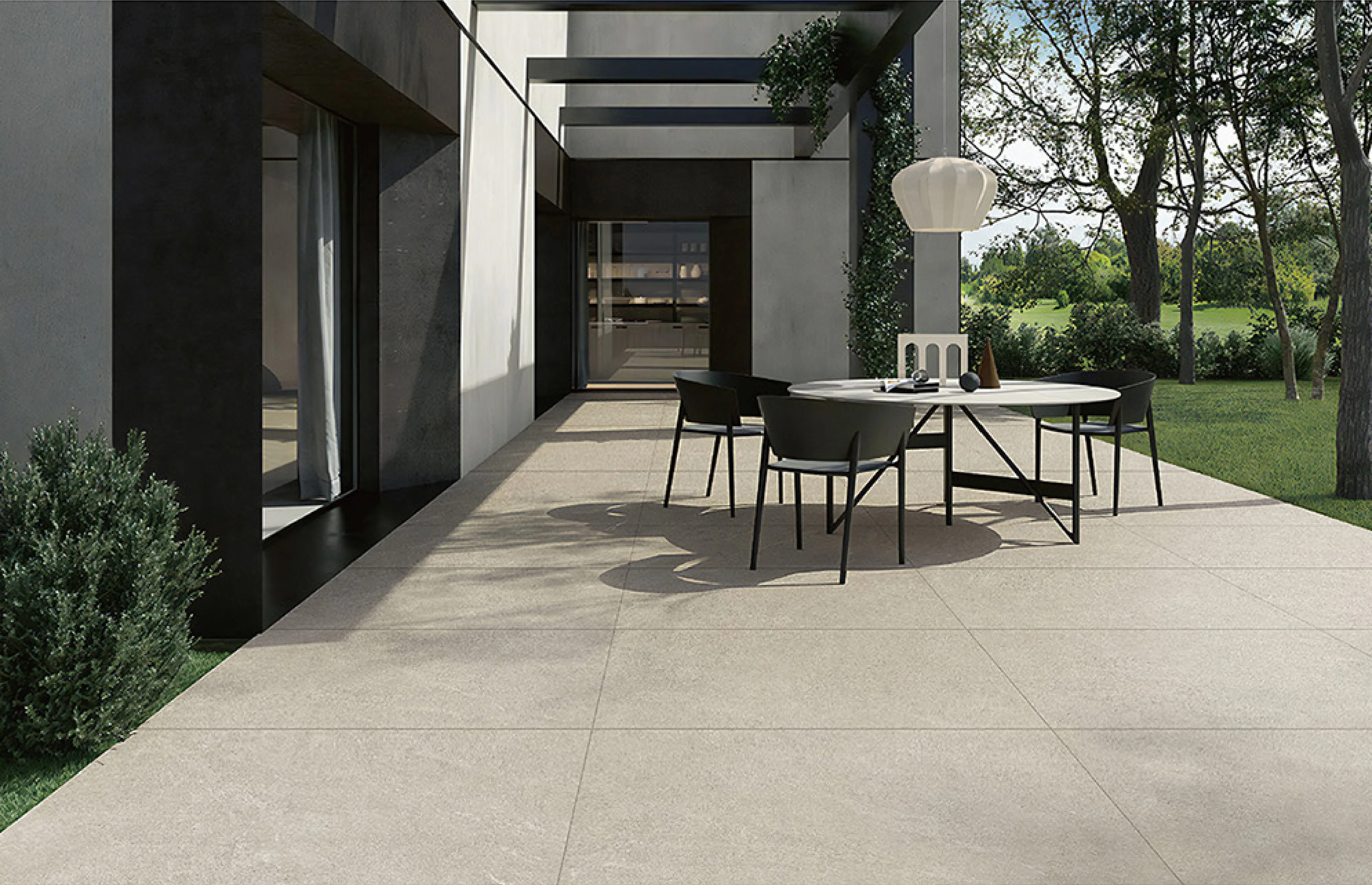 Light Greige Limestone Stone-Look Outdoor Porcelain Pavers for Wall and Floor
