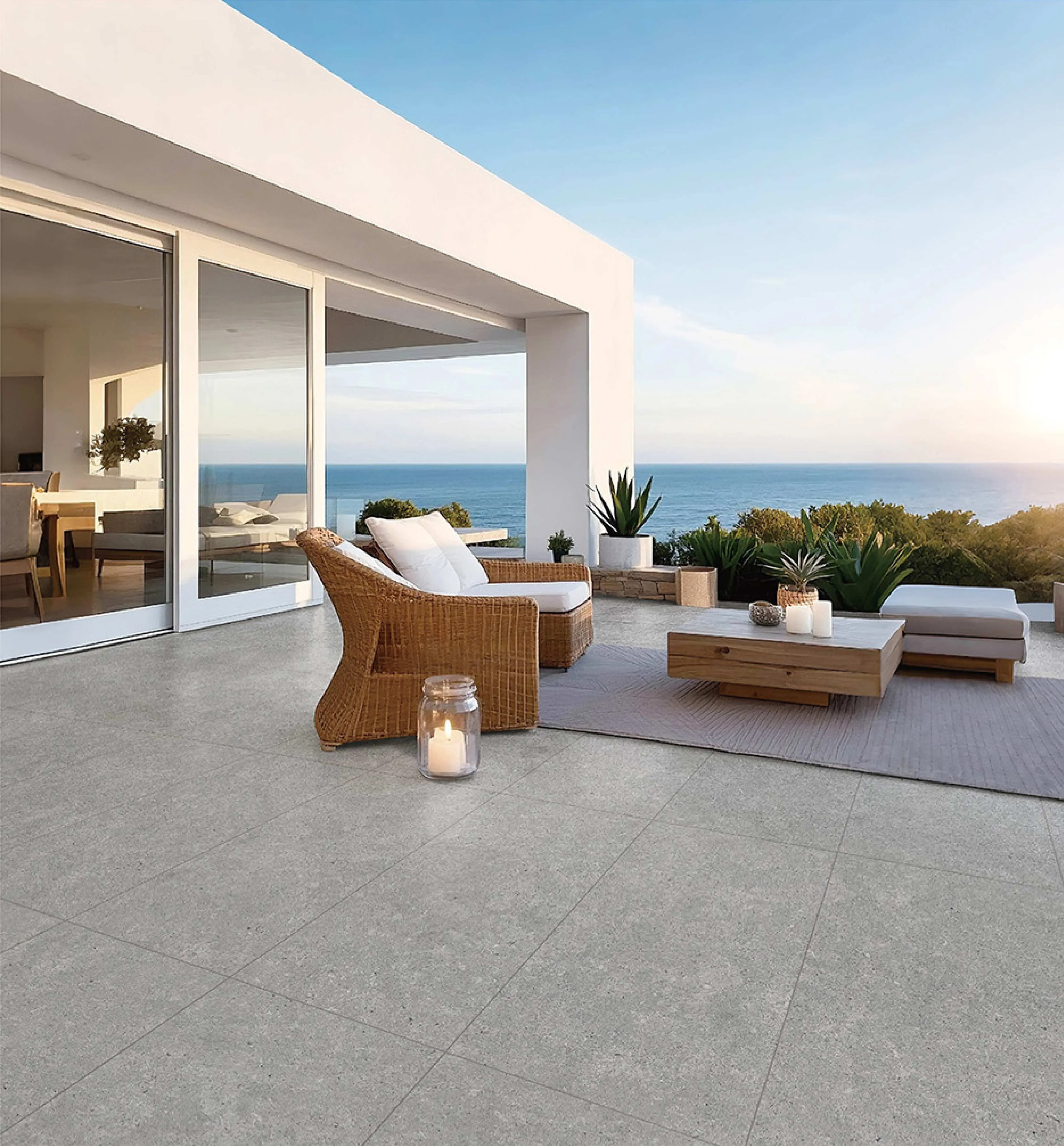 Mist Grey Fossil Limestone Stone-Look Outdoor Porcelain Pavers for Wall and Floor