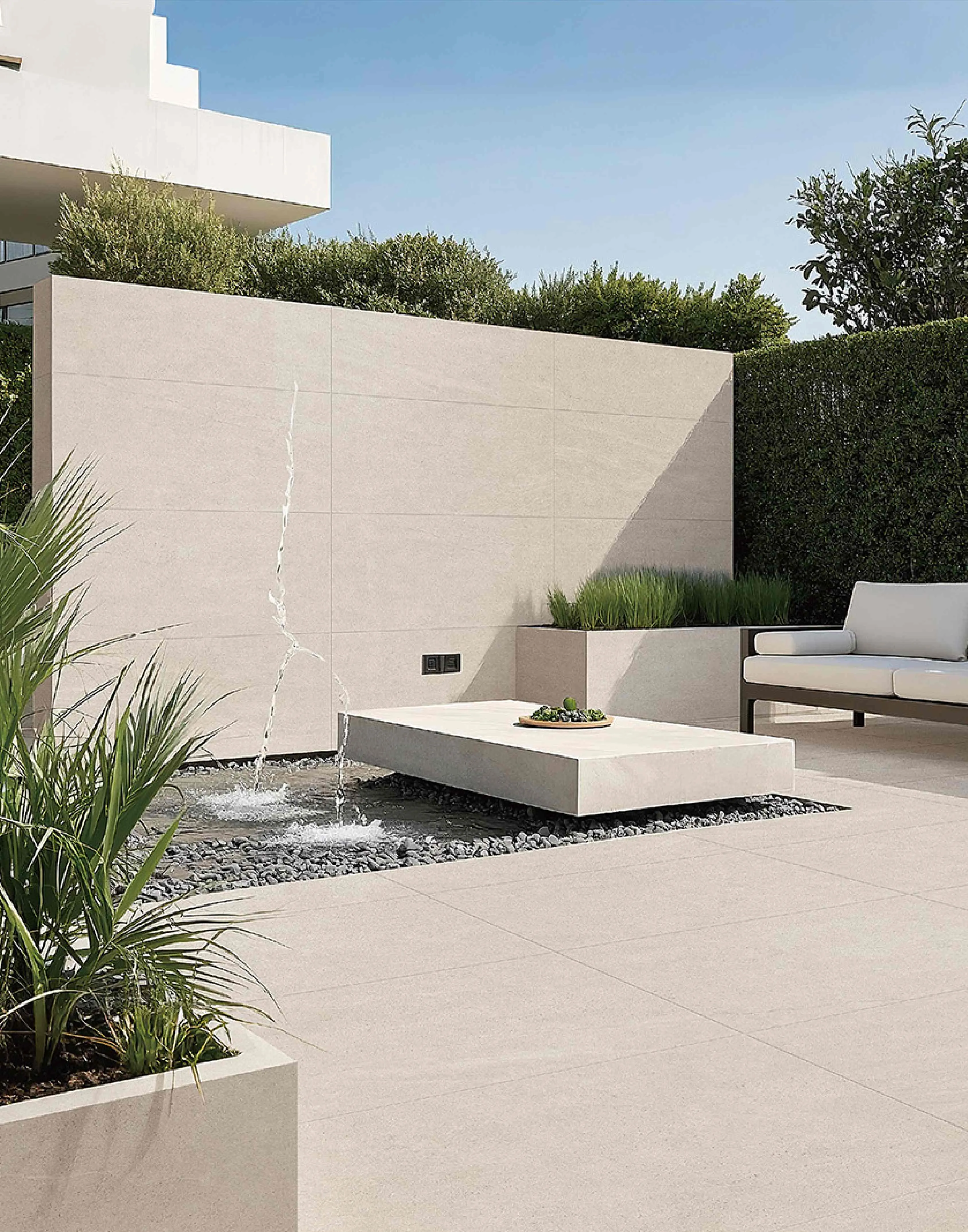 Warm Greige Limestone Stone-Look Outdoor Porcelain Pavers for Wall and Floor