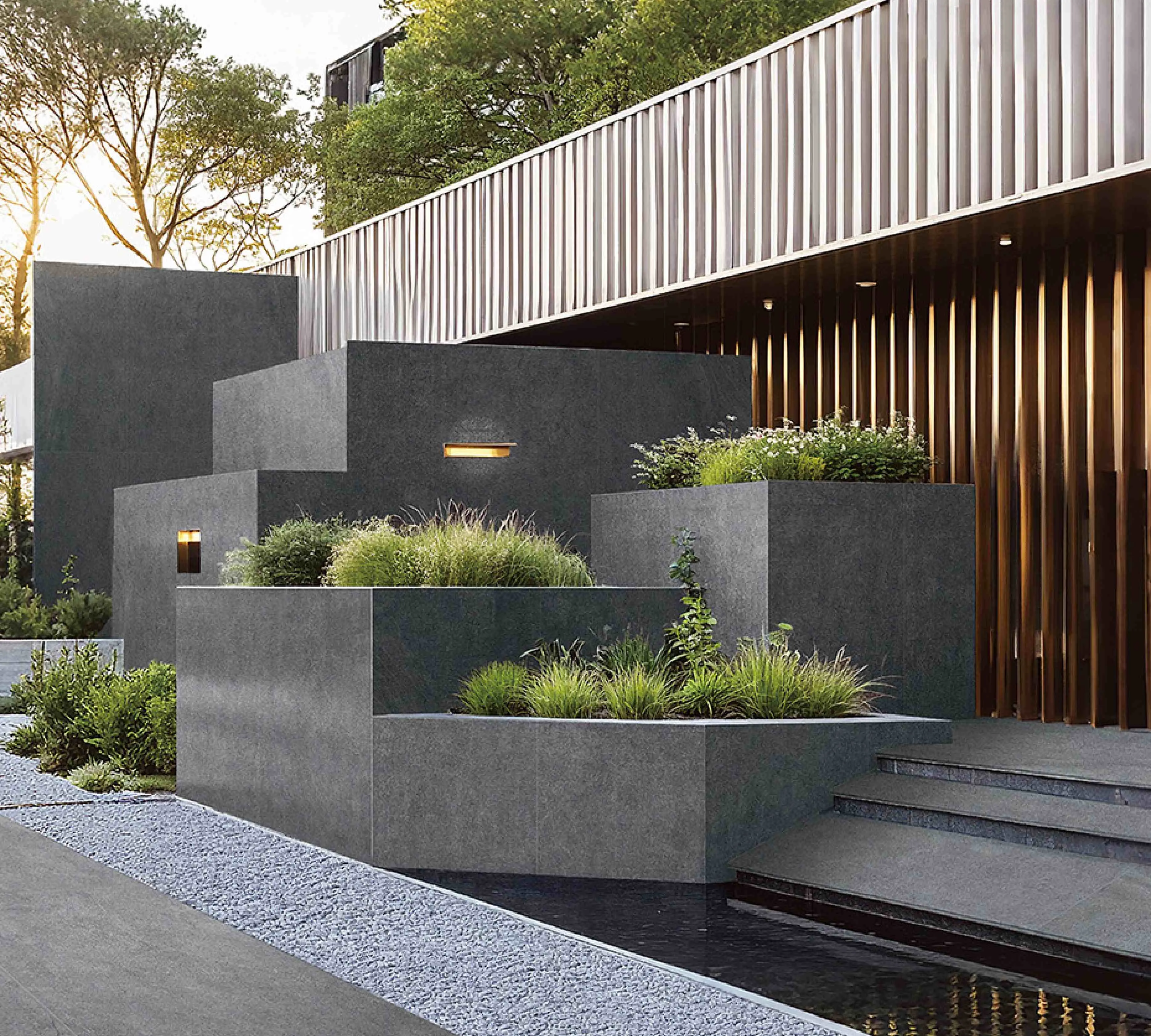 Graphite Grey Slate Stone-Look Outdoor Porcelain Pavers for Wall and Floor