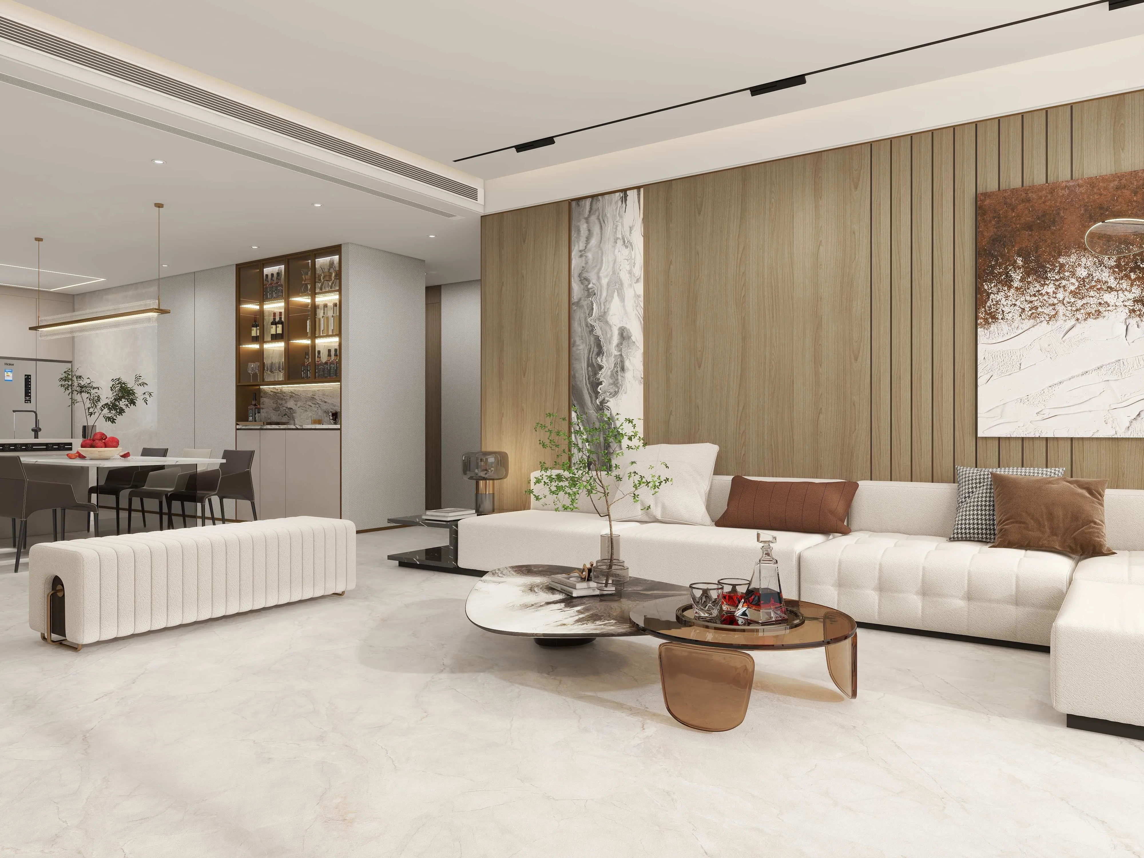 Warm Ivory Sandstone-Look Porcelain Wall/Floor Tile