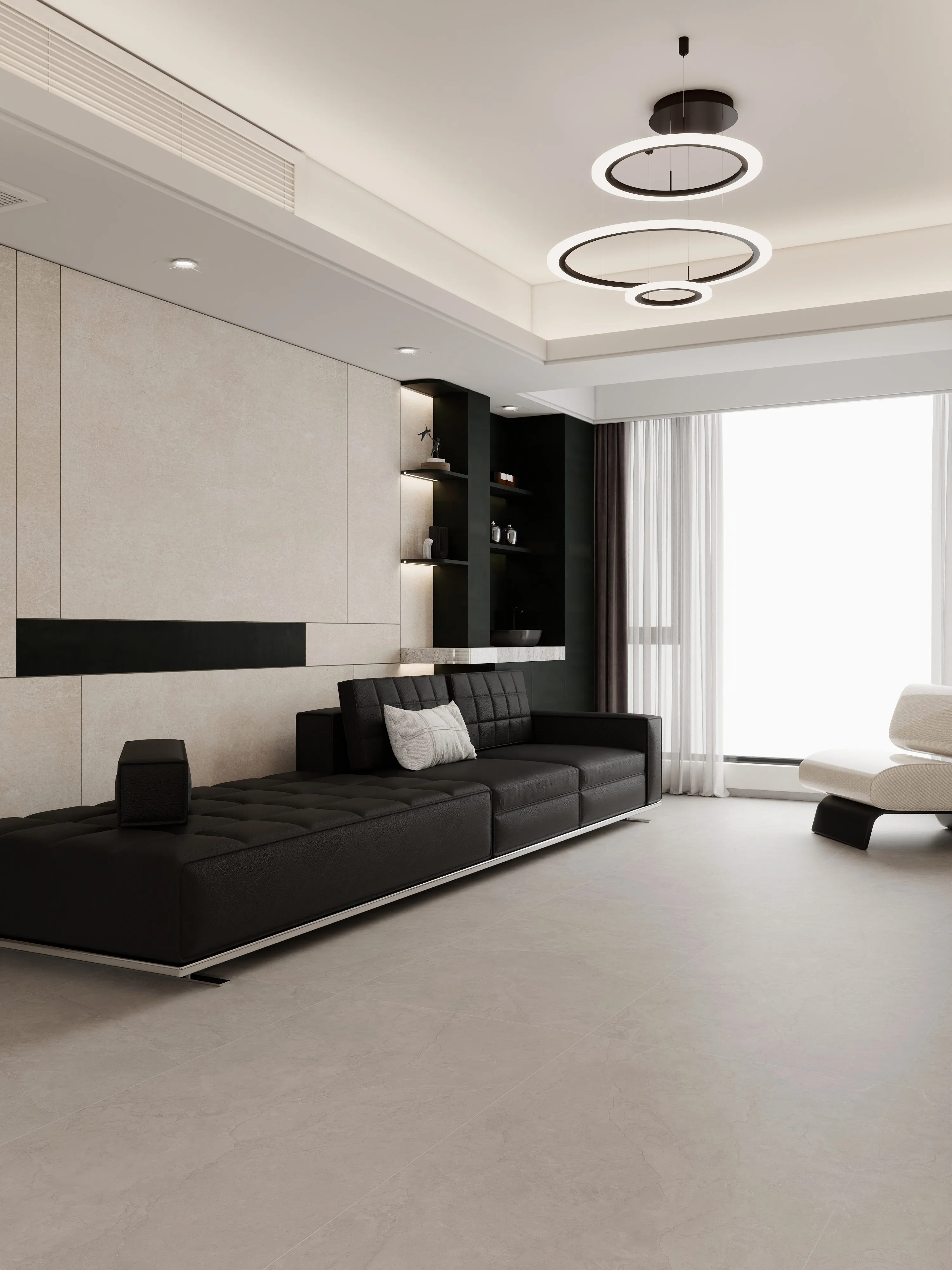 Soft Ivory Grey Sandstone-Look Porcelain Wall/Floor Tile