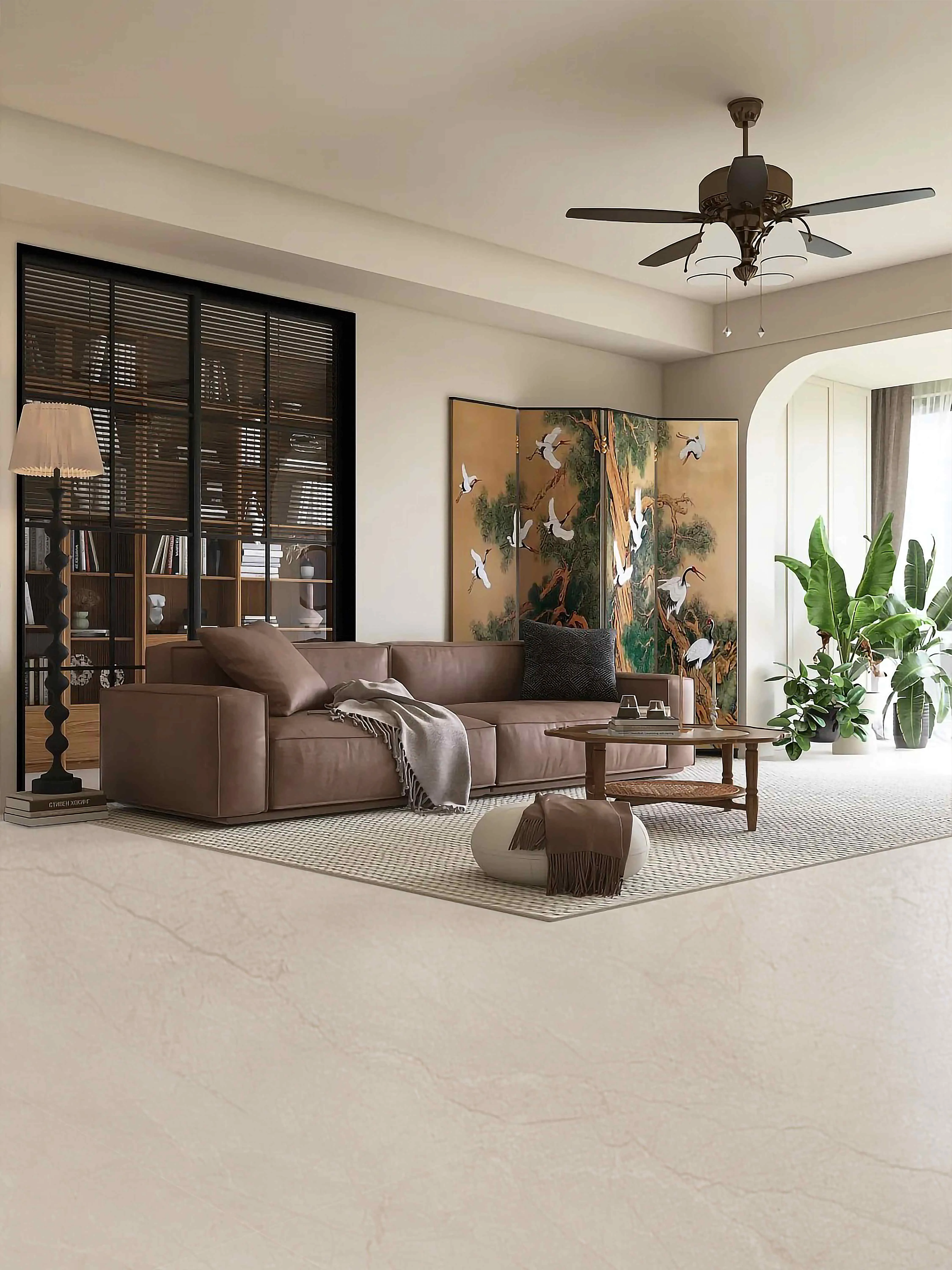 Light Ivory Beige Sandstone-Look Porcelain Wall/Floor Tile